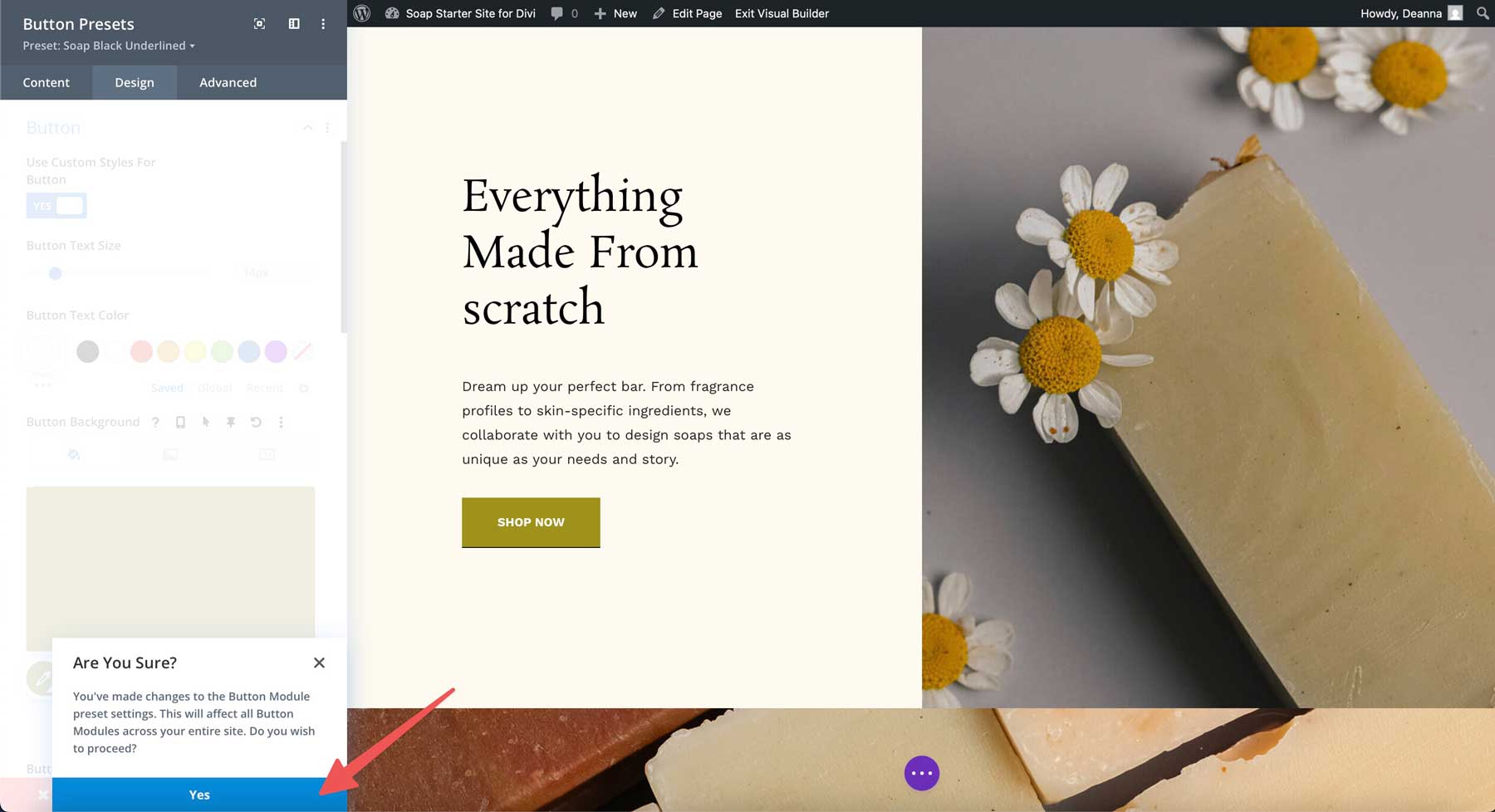 Soap starter site for Divi