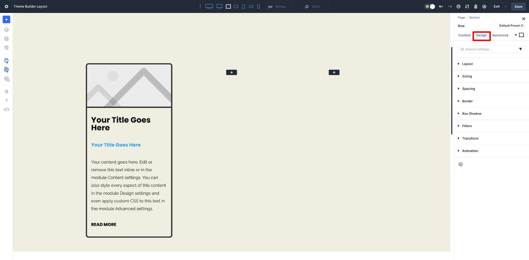 row design tab 