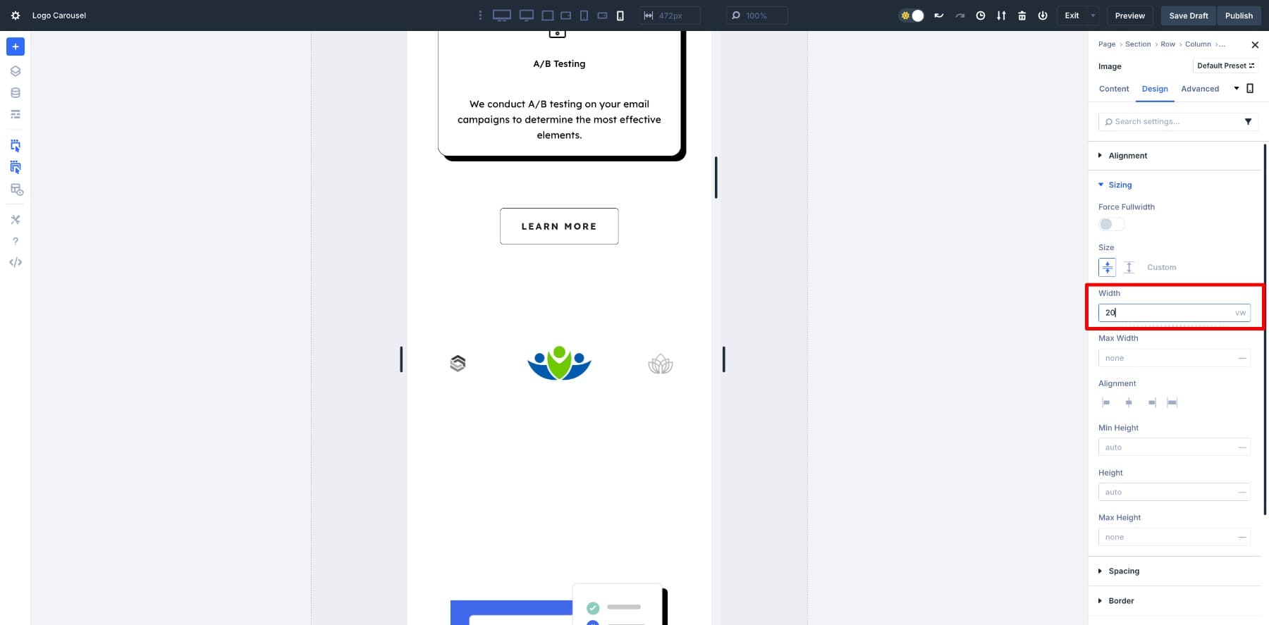 image logo size