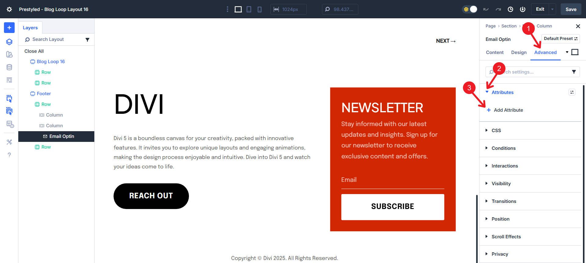 Advanced Tab to Attributes OG to Add Attribute