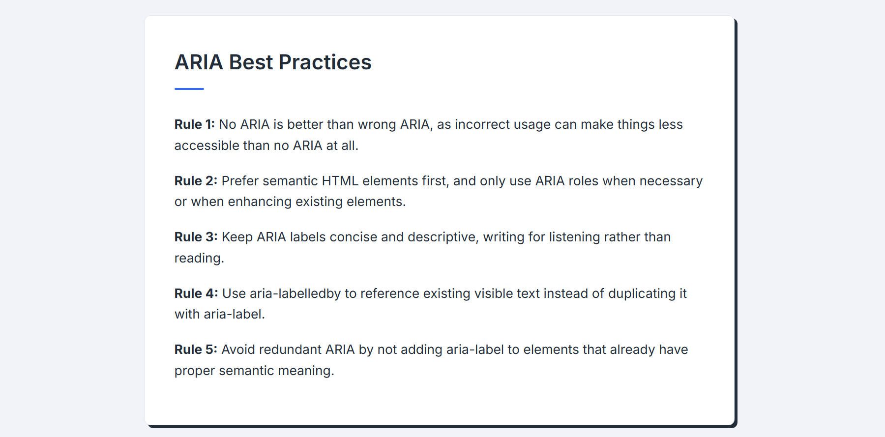 Aria Rules and Best Practices Infographic