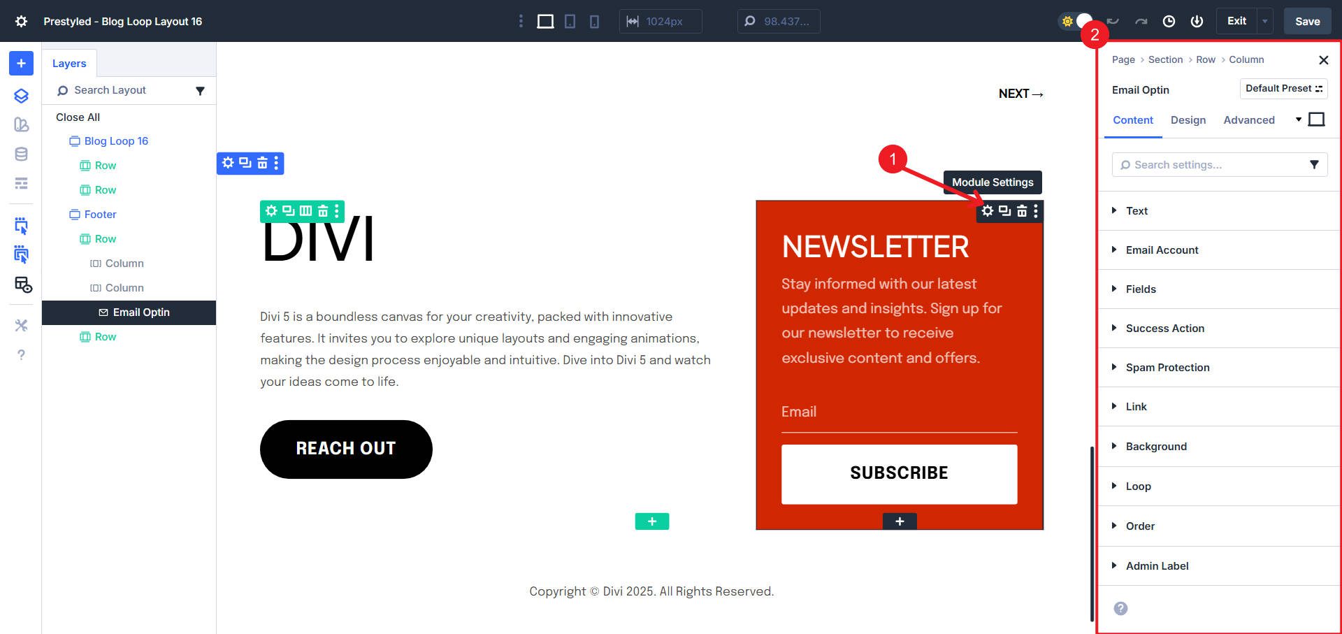 Click On Module or Container in Divi to Open Settings Panel