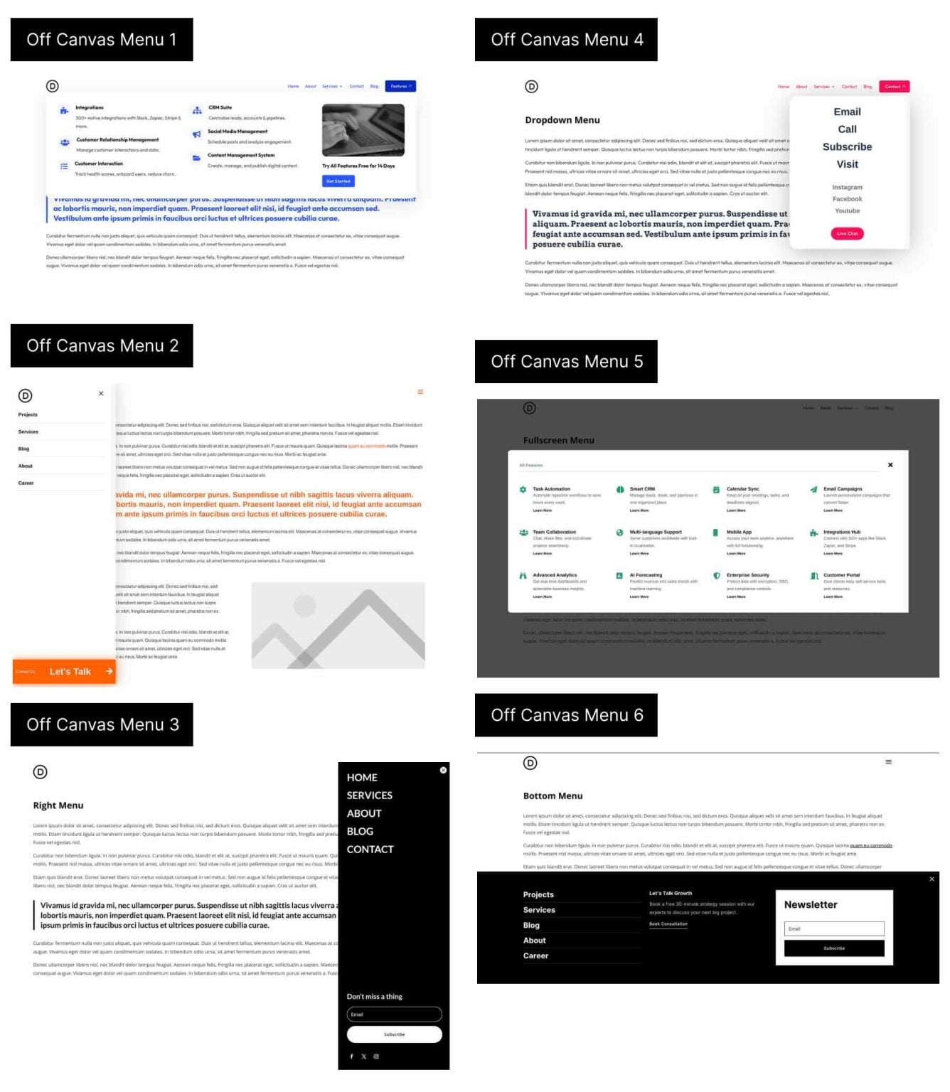 6 Off Canvas Menus For Divi 5 (Free Download!)