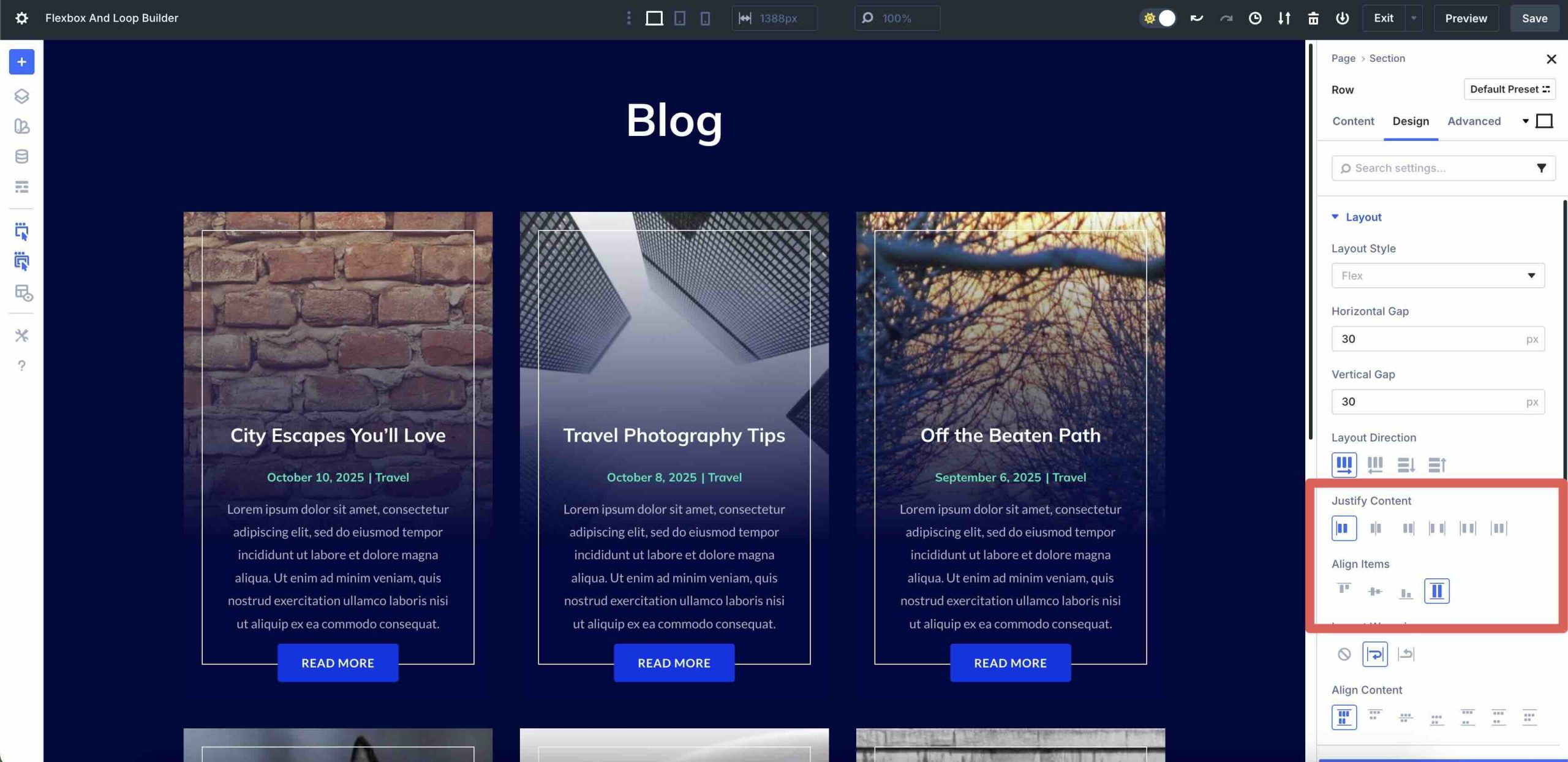 Flexbox & Loop Builder