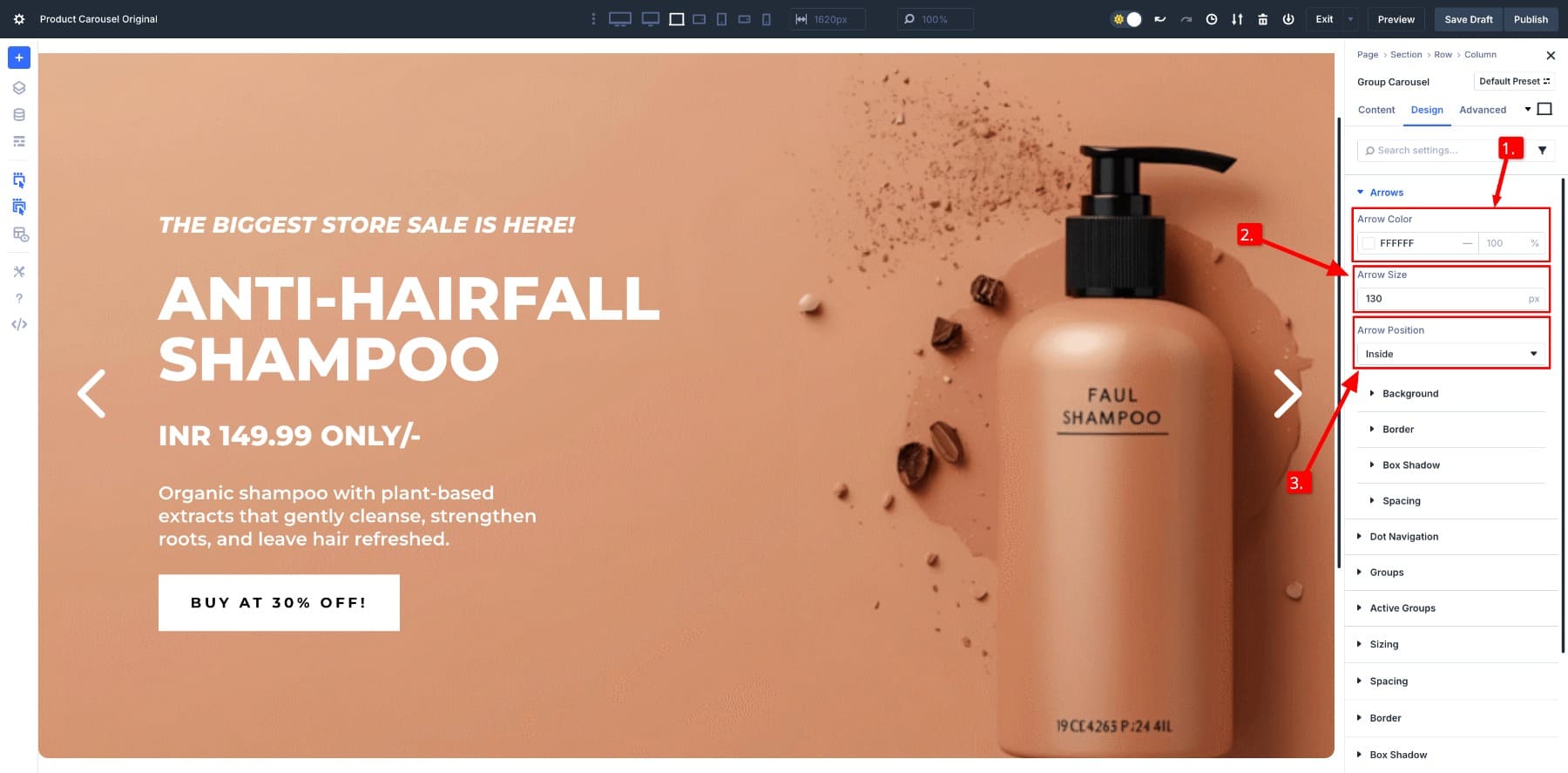 arrow design settings