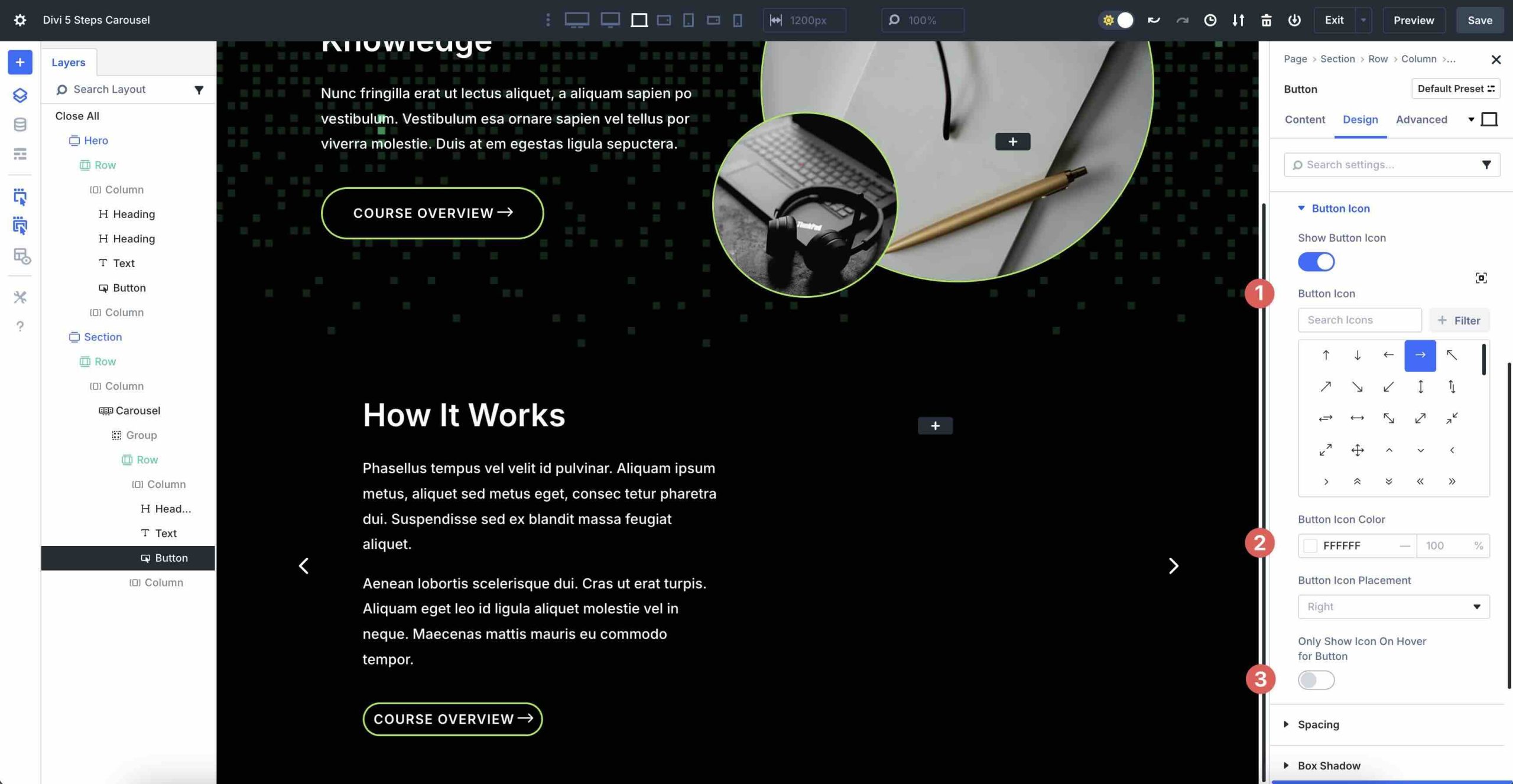 Steps Carousel with Divi 5