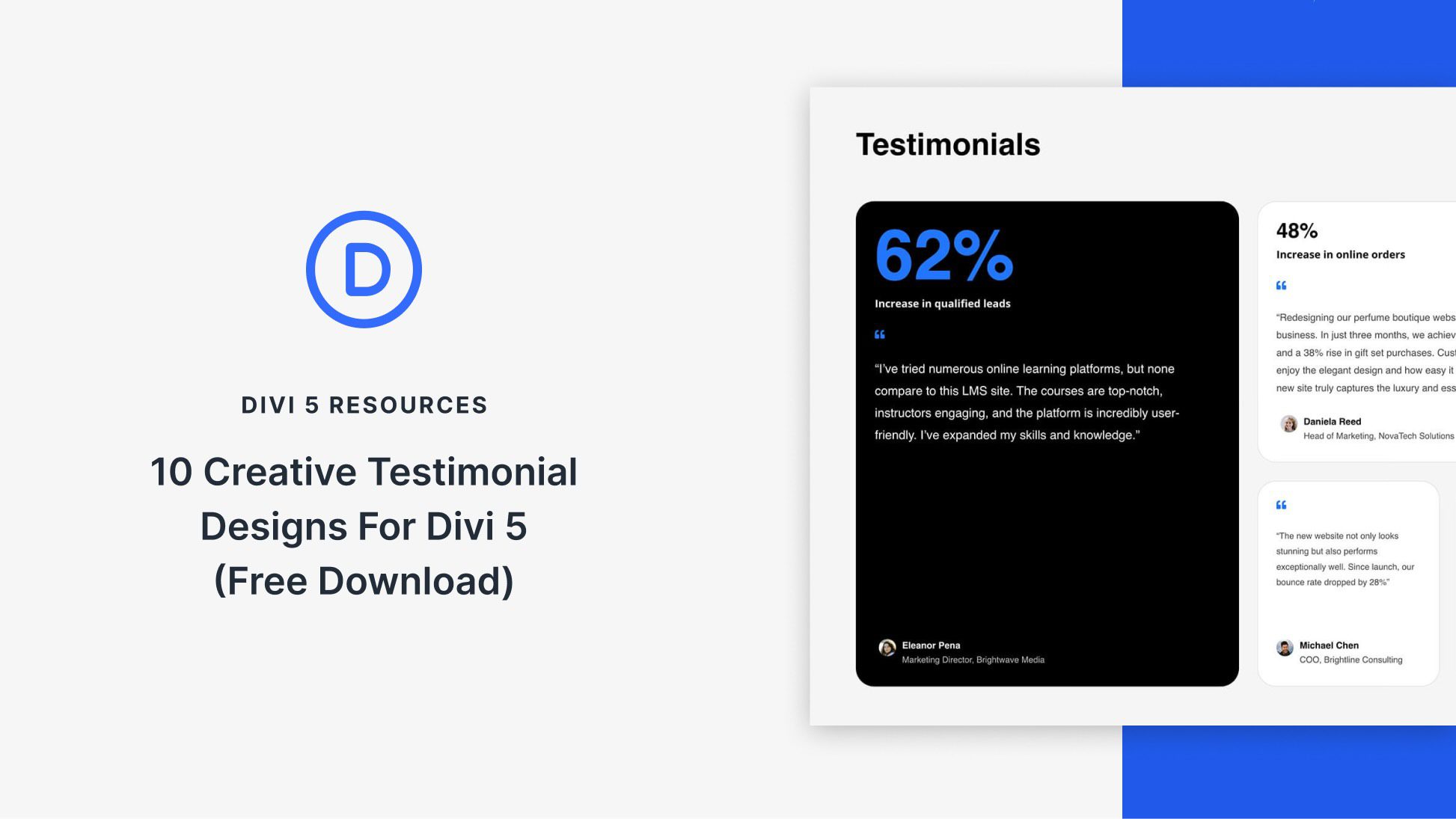 10 Creative Testimonial Designs For Divi 5 (Free Download)