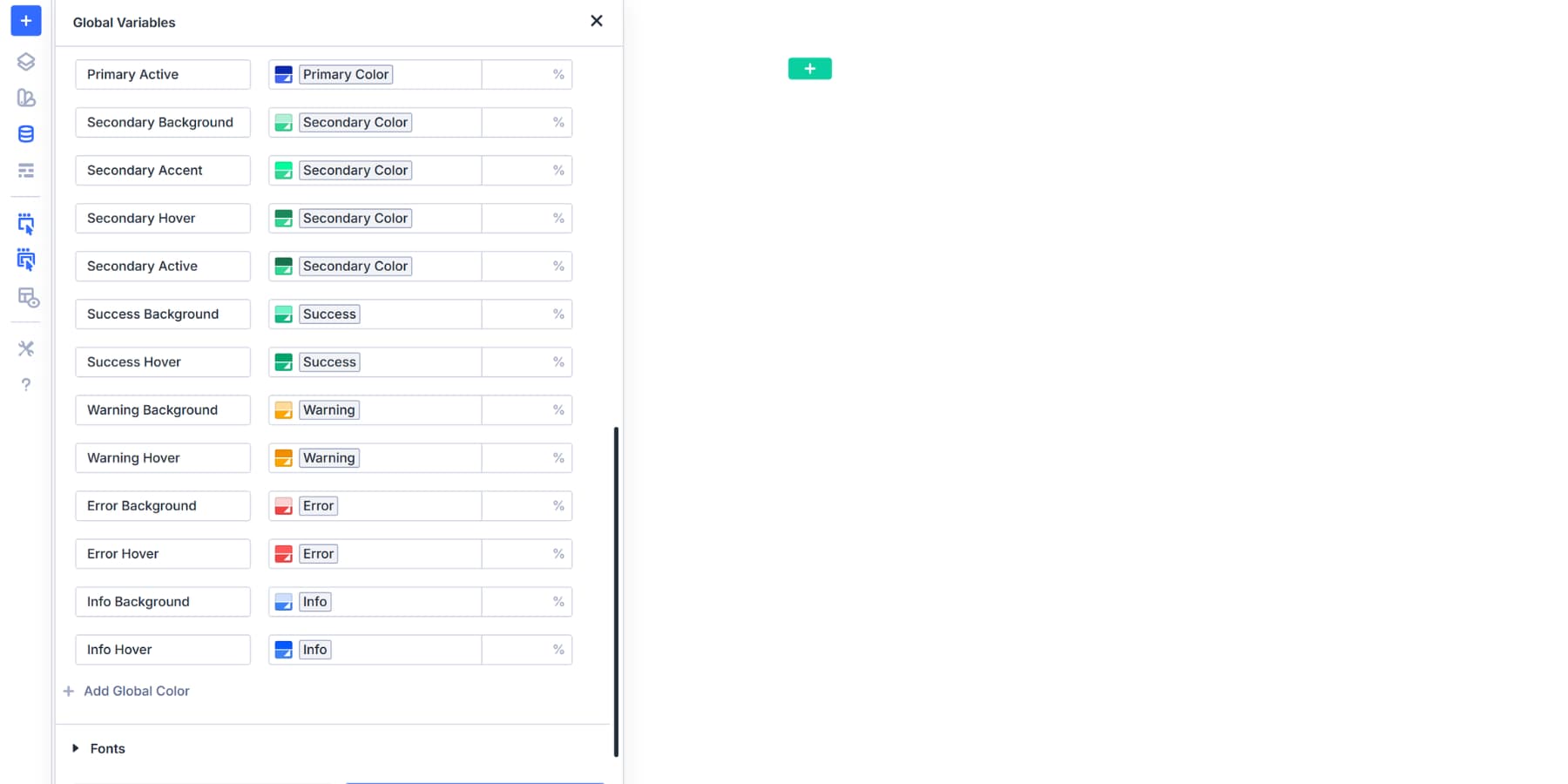 A screenshot of different shades added for different color roles in Divi 5