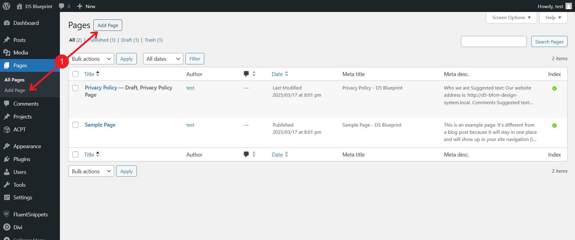 Create a New Page in WordPress