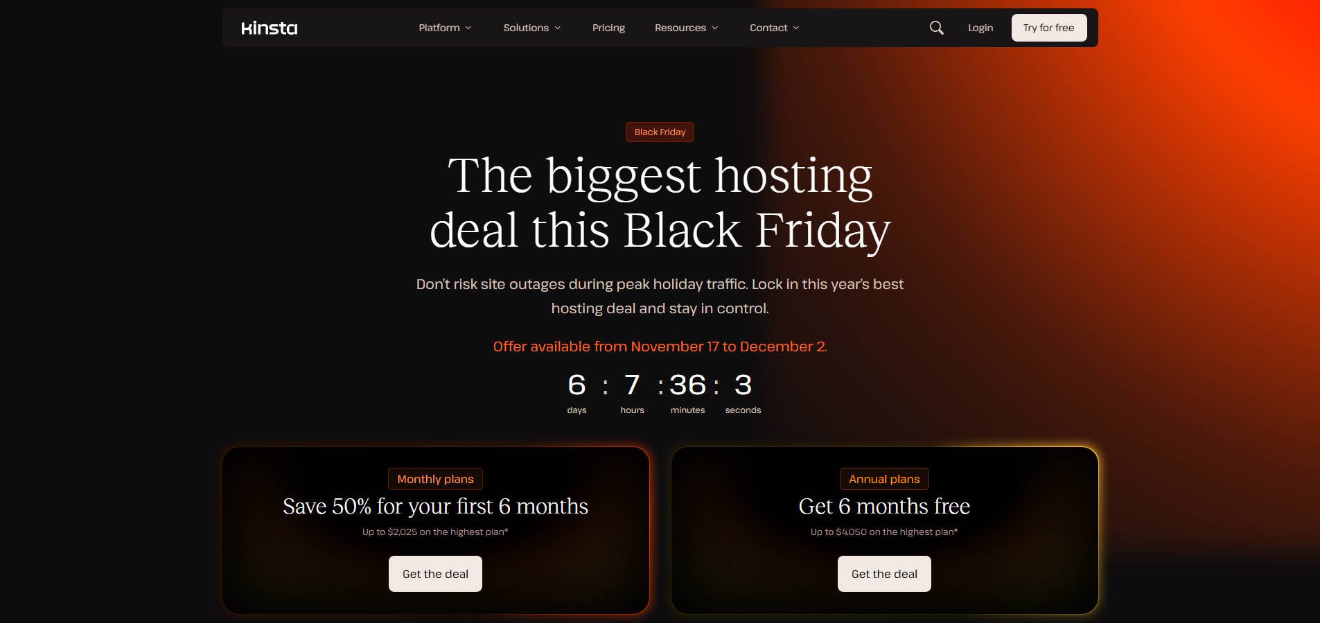 Kinsta Black Friday 50% off 2025