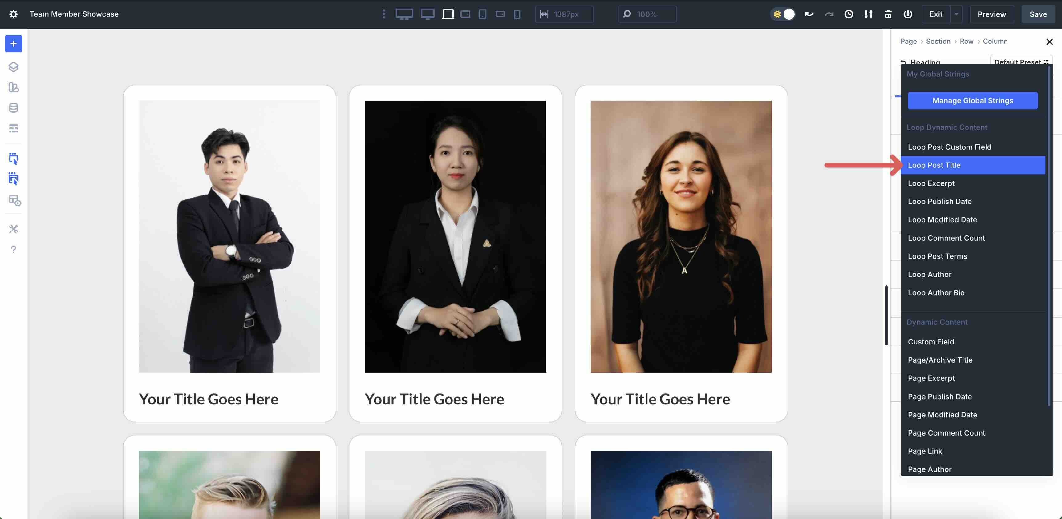 build a team directory using Loop Builder