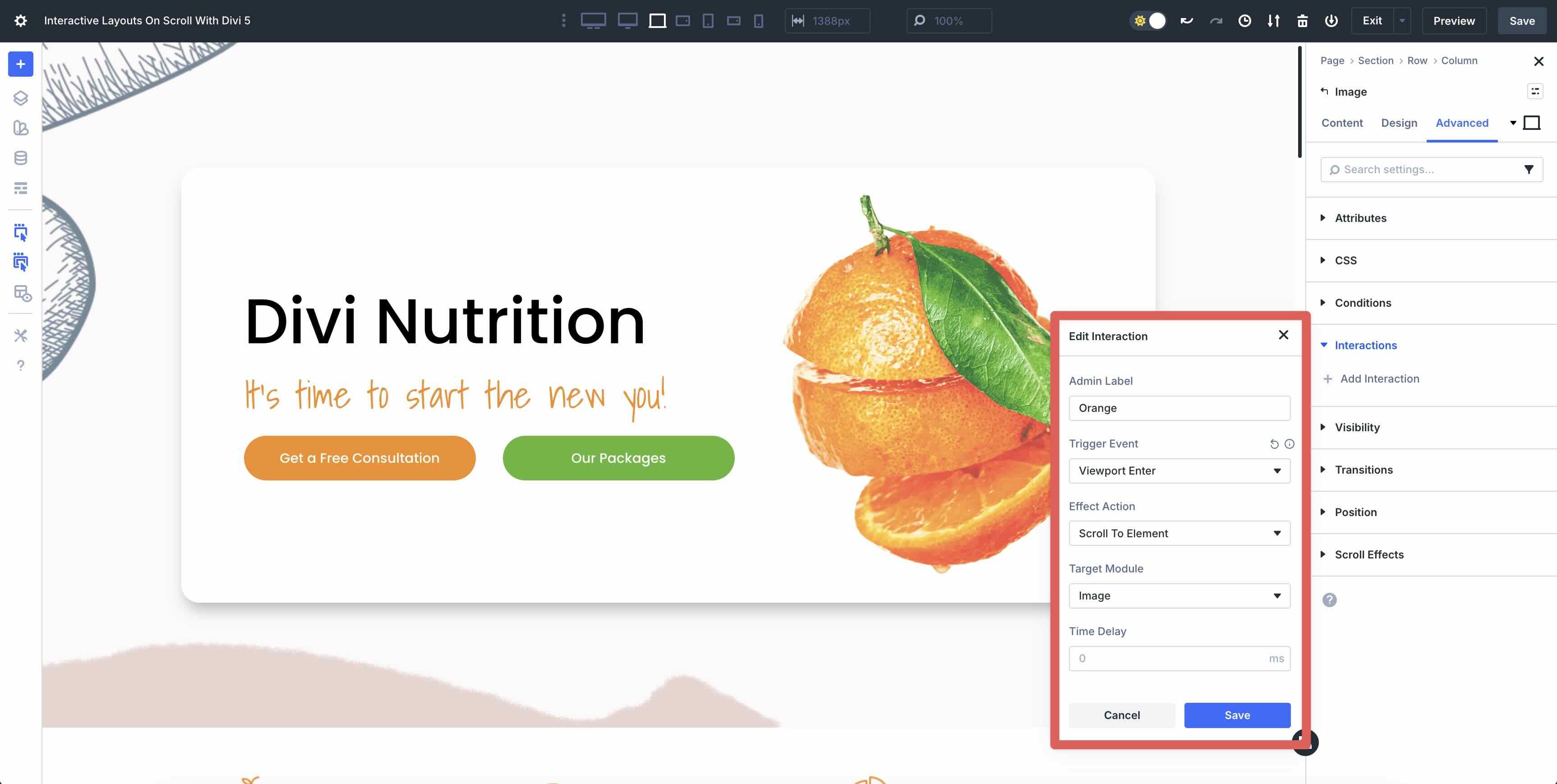 Divi 5 scroll interactions