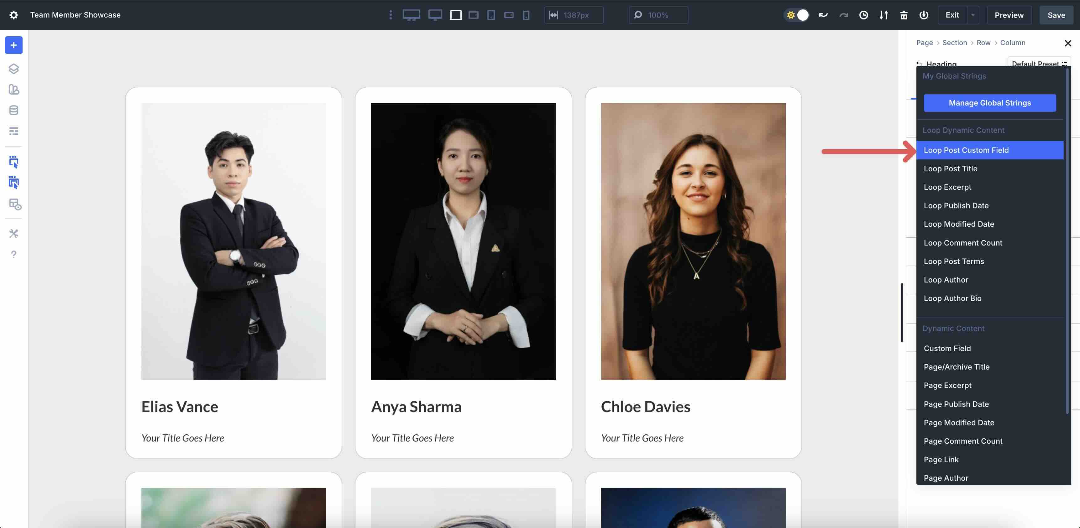 build a team directory using Loop Builder