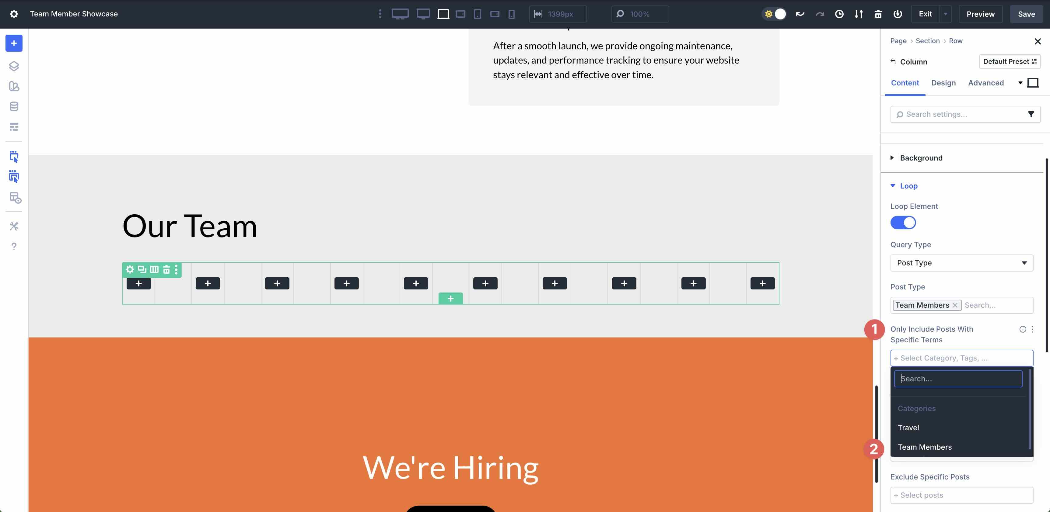 build a team directory using Loop Builder