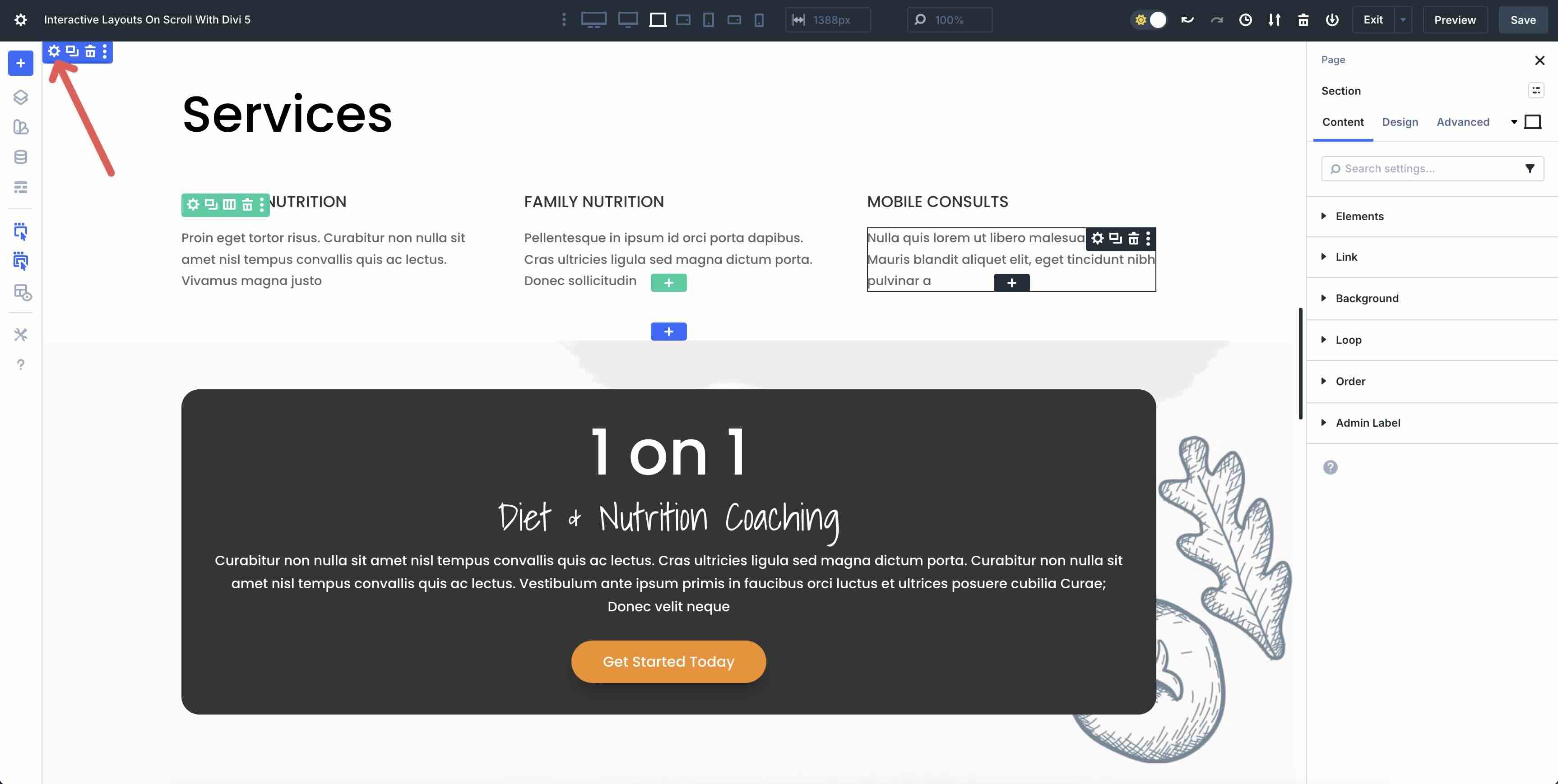 set up Divi 5 interaction