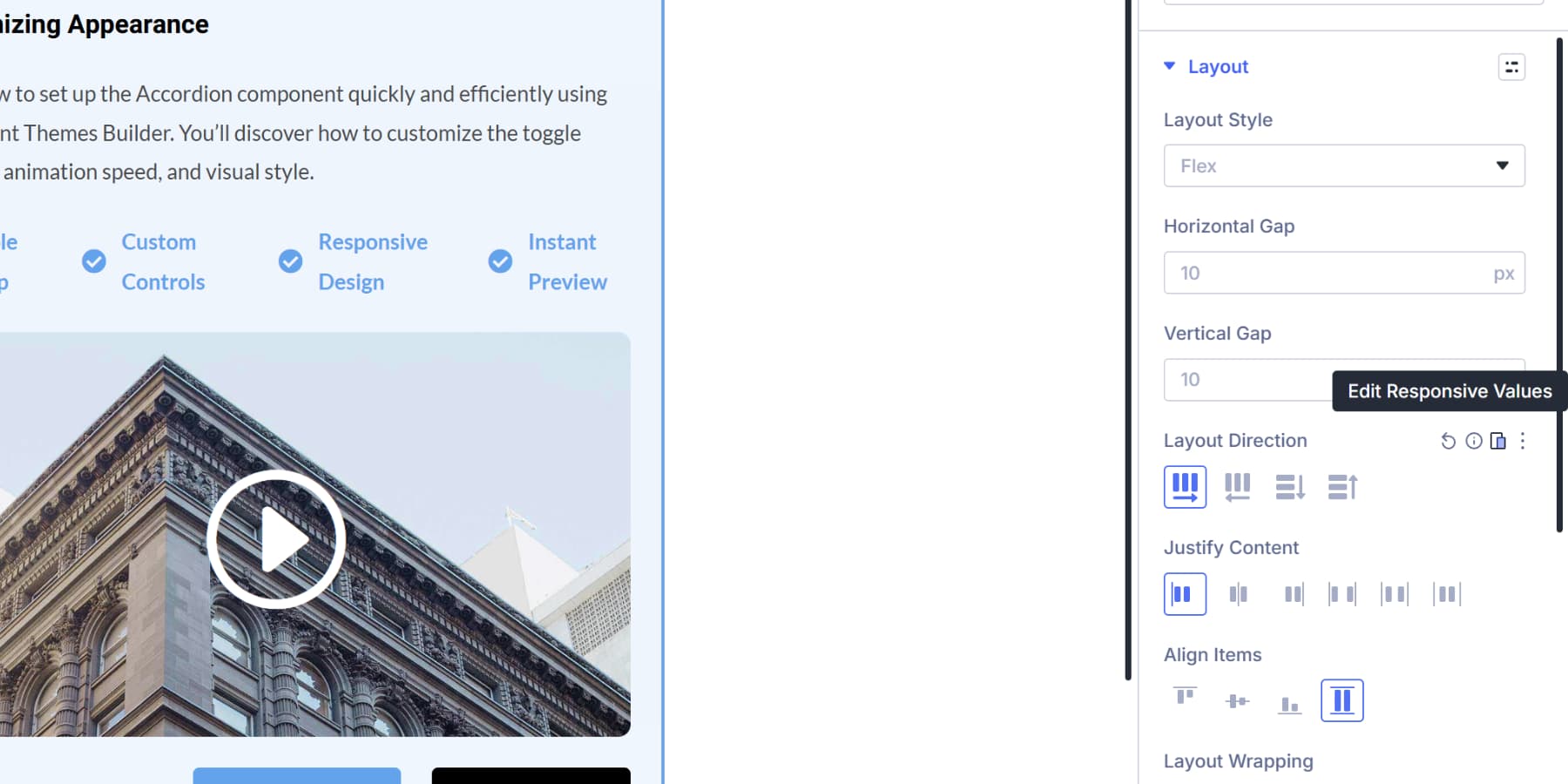 A screenshot of the responsive editor icon changing color to indicate changes