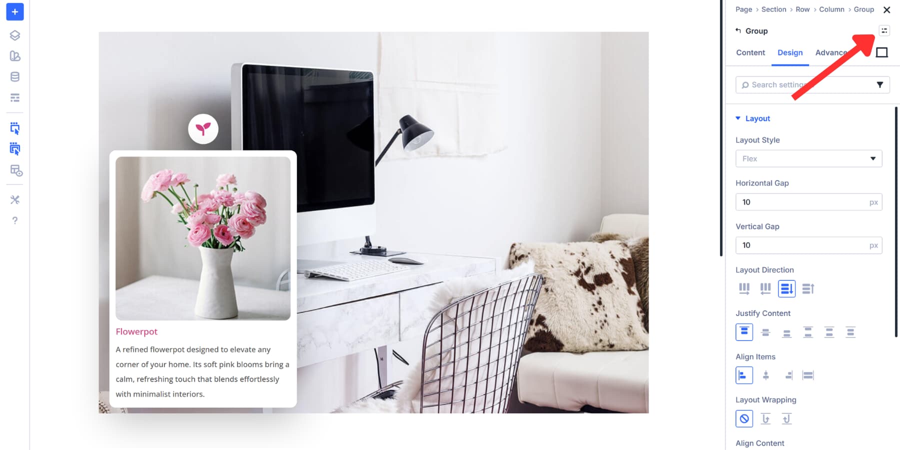 A screenshot of where to add the content group module's element preset in Divi 5