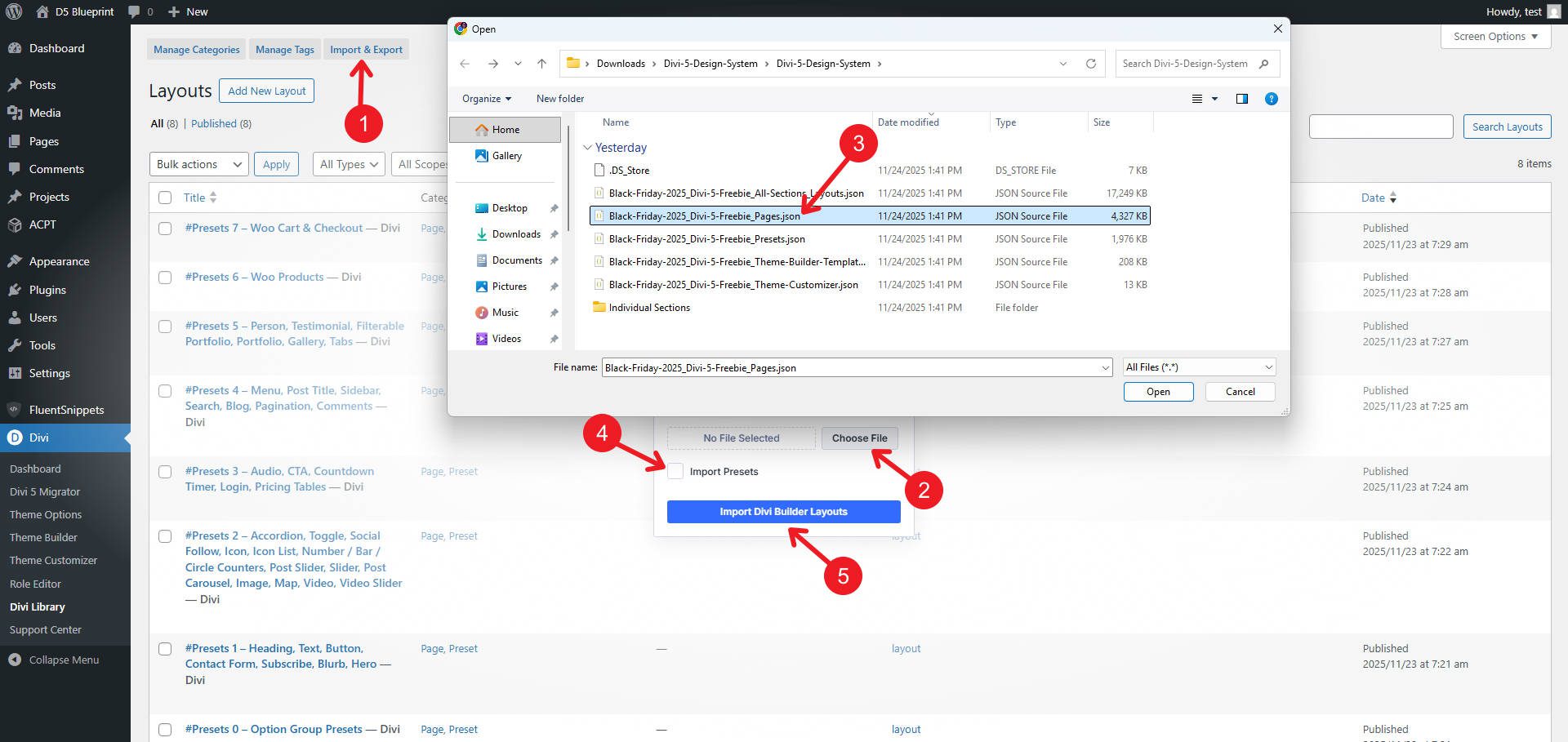 Import Page Templates for Prebuilt Page Designs