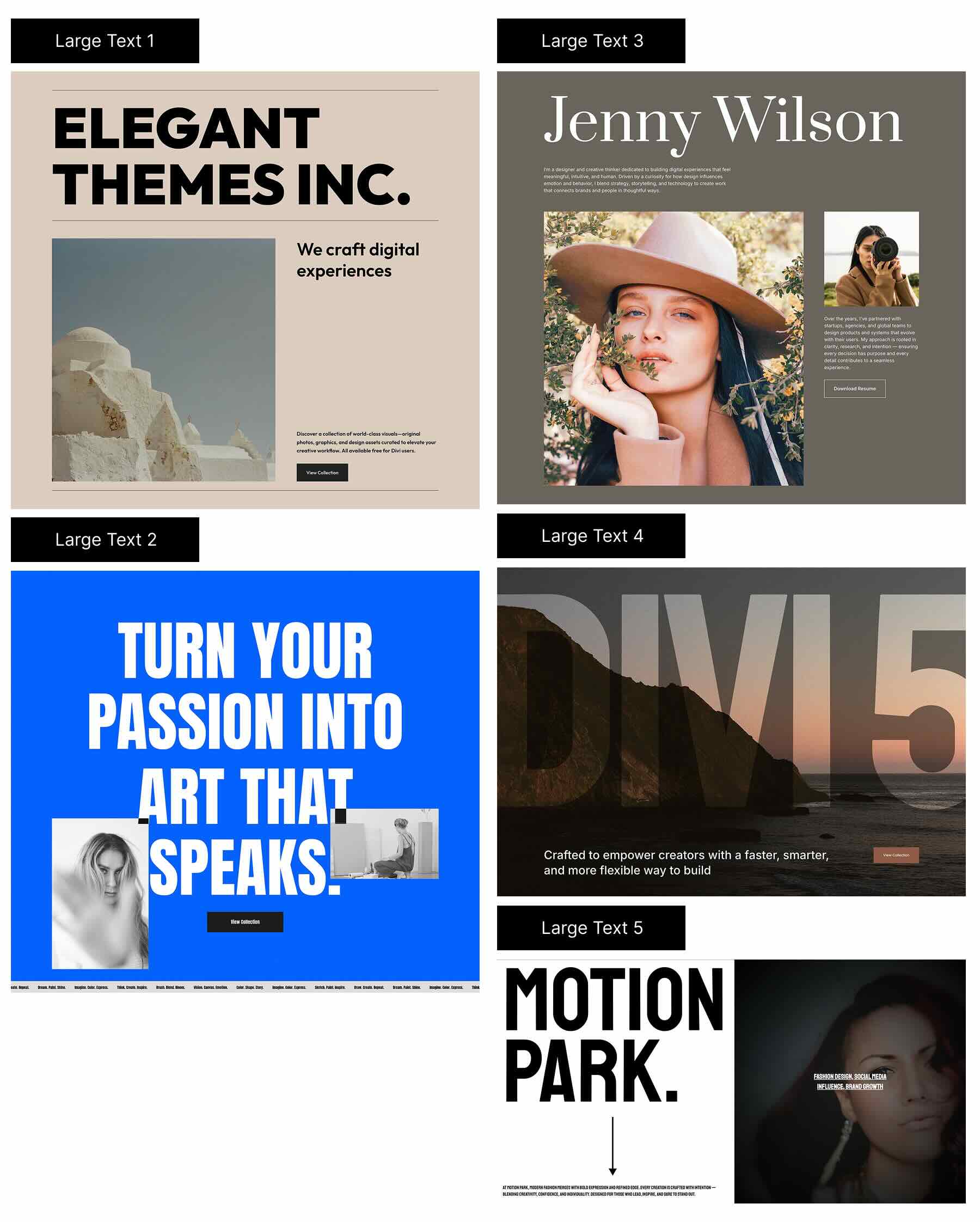 Large text examples for Divi 5