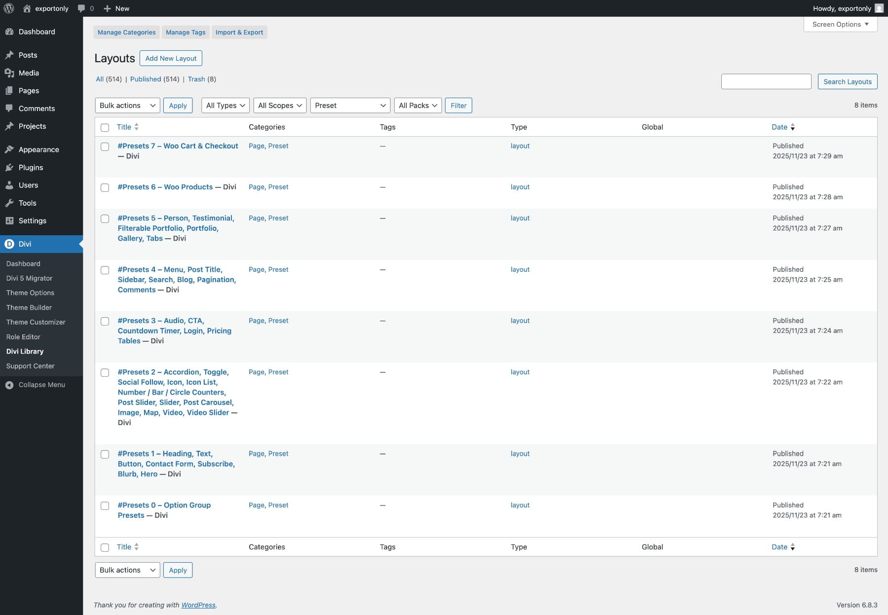 all presets imported