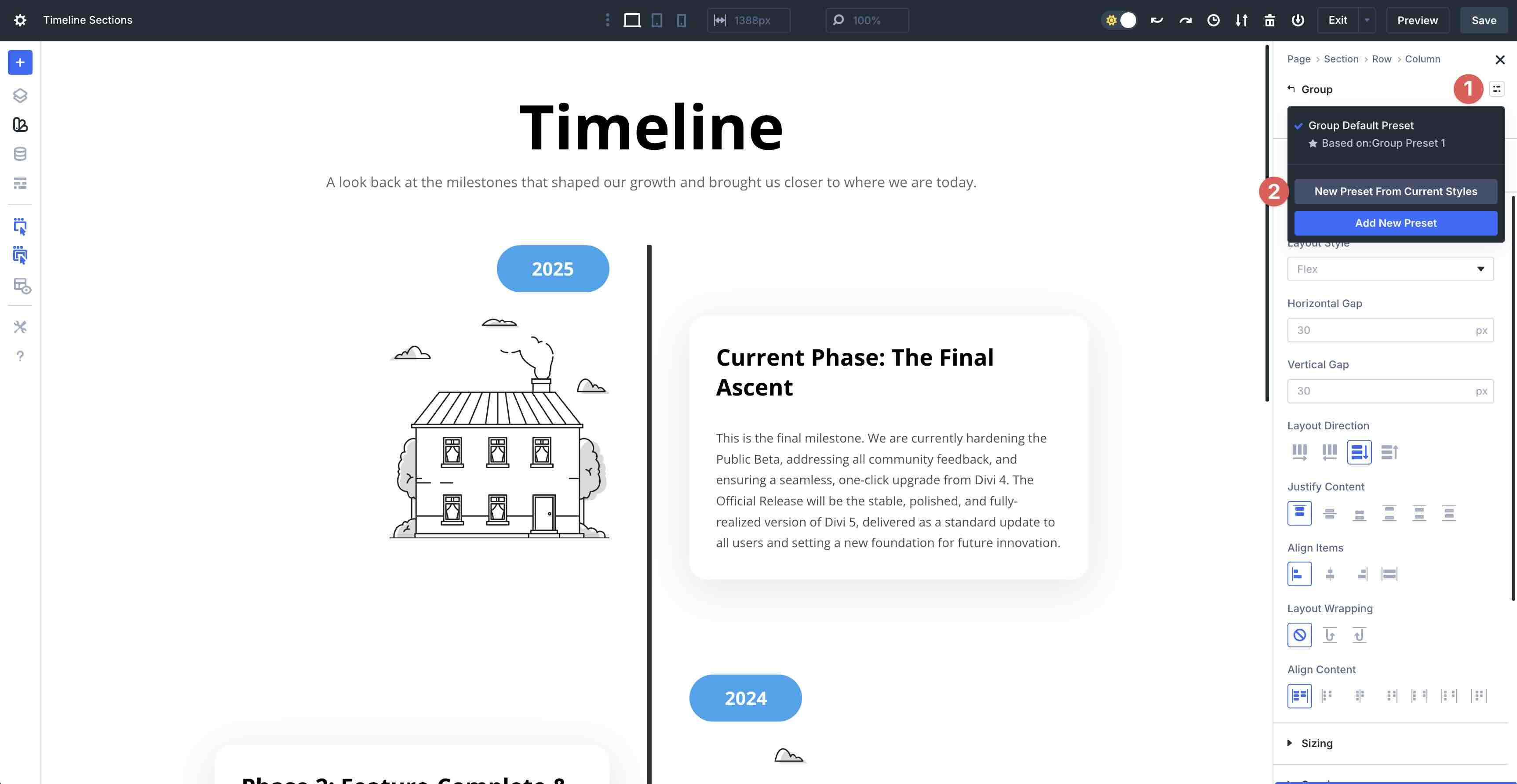 create Divi 5 preset