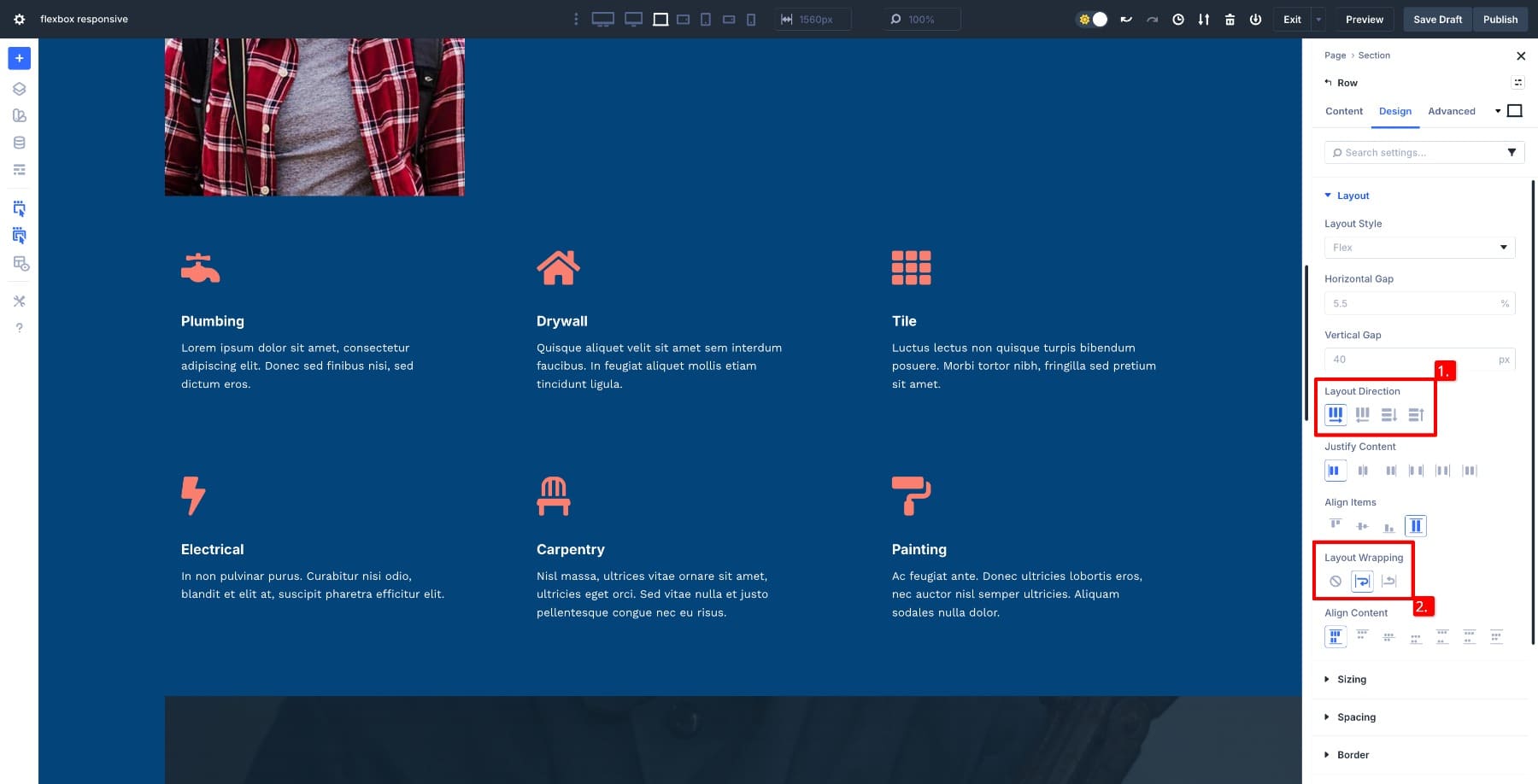 layout direction and wrapping