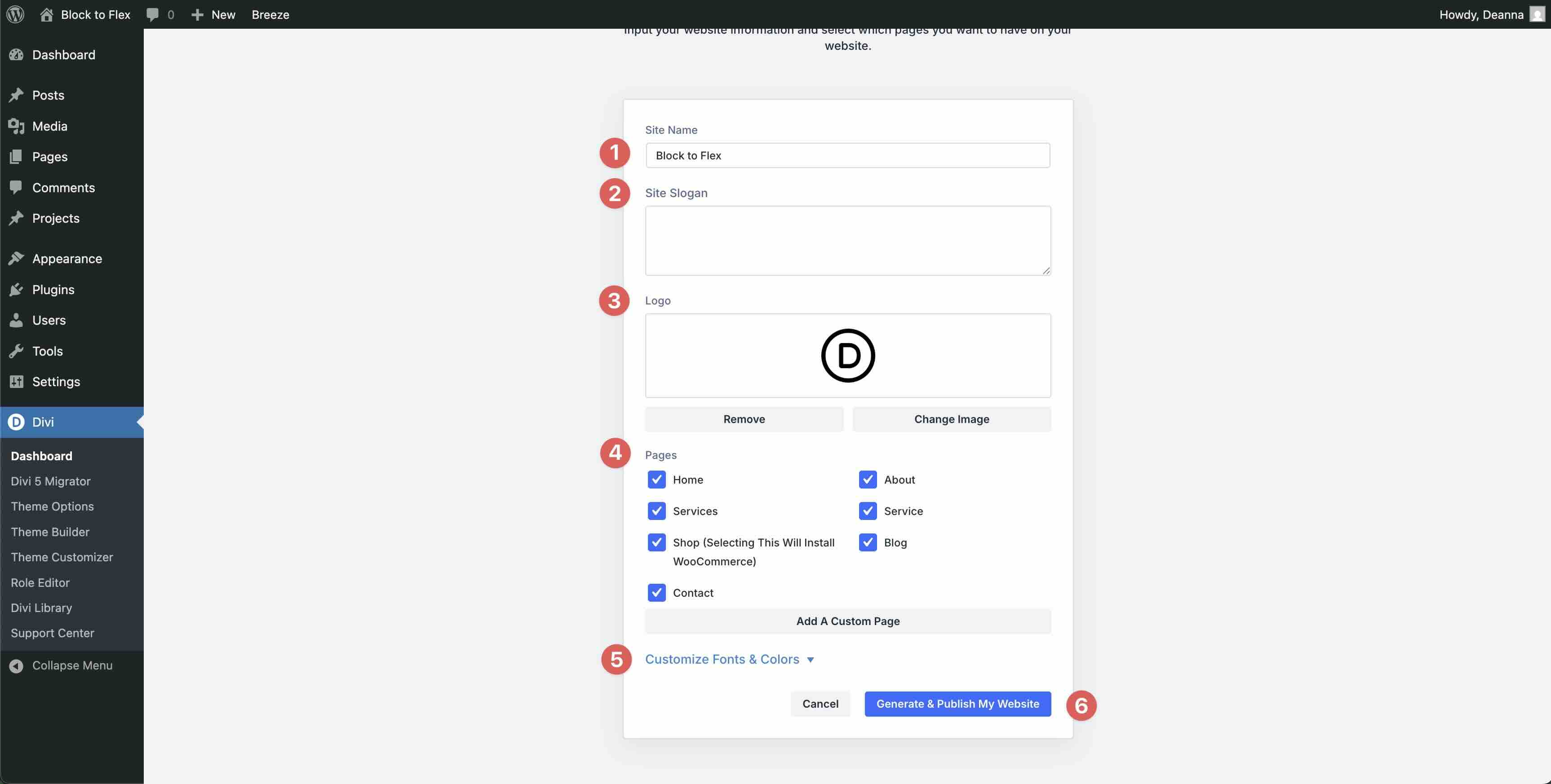 generate and publish website