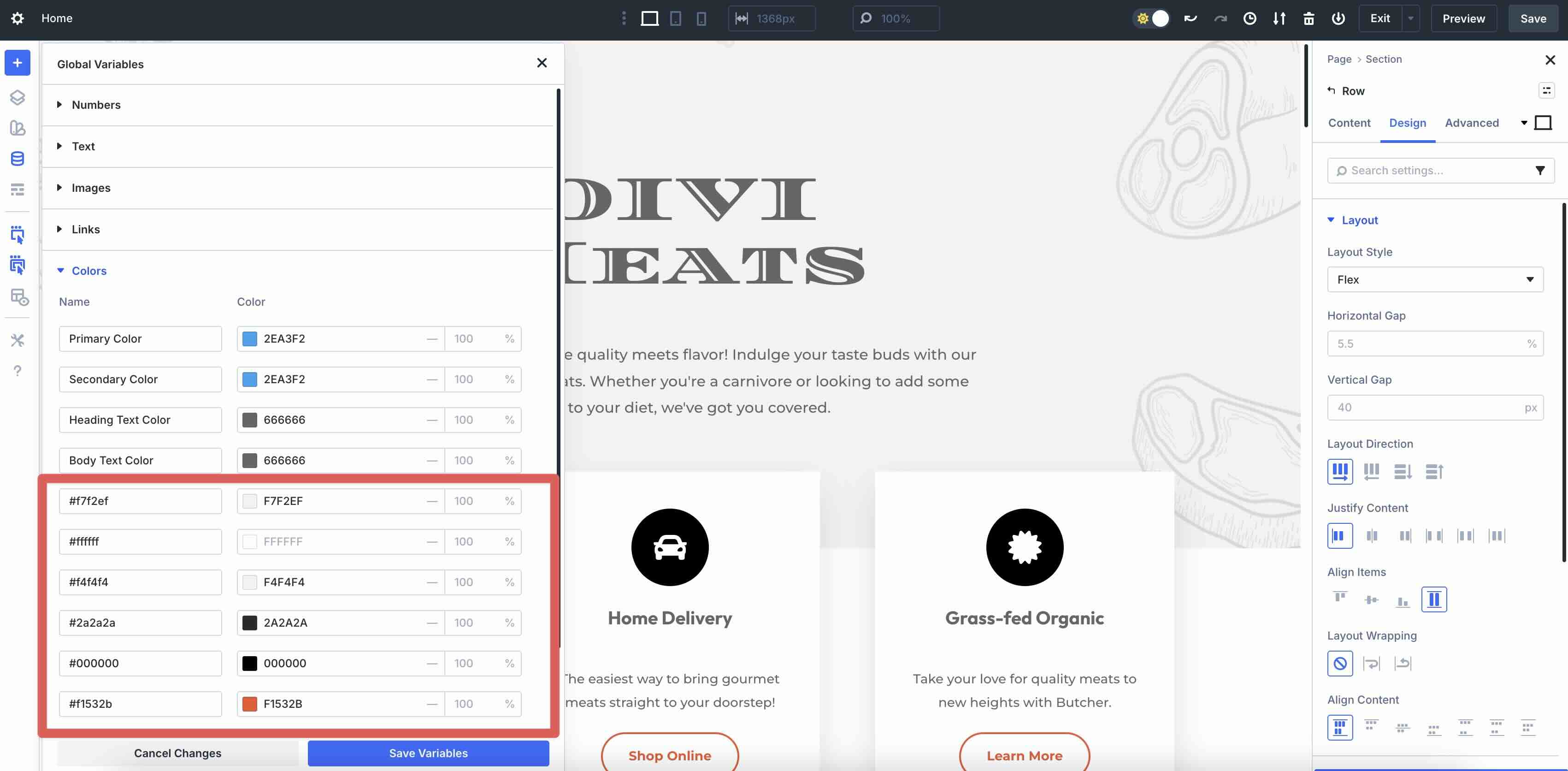Layout Pack color variables in Divi 5