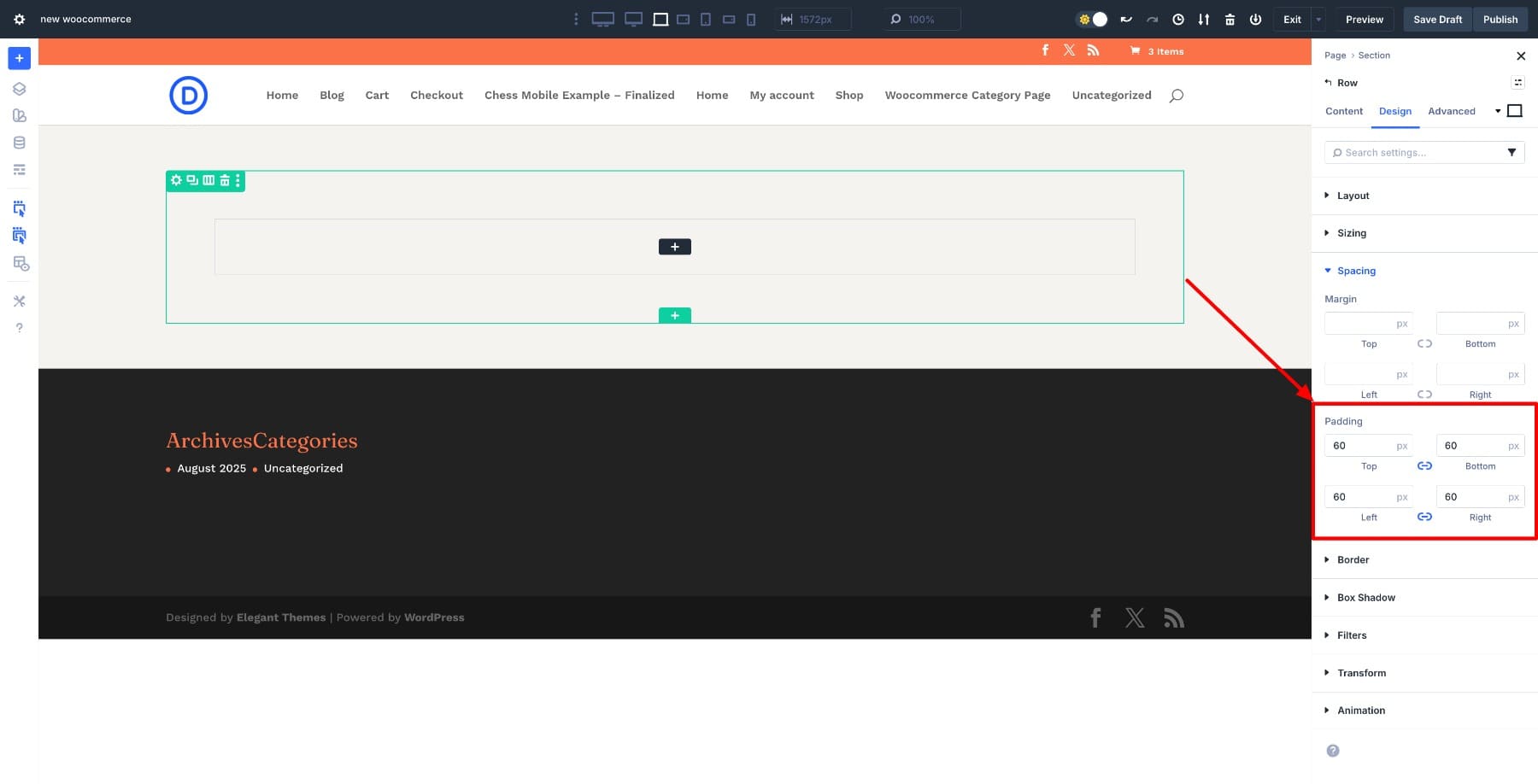 Add row spacing in Divi 5
