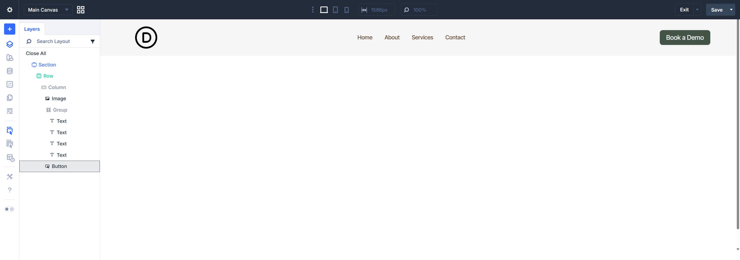 End Result of the Simple Navigation Built in Divi 5 Showing What Modules are used