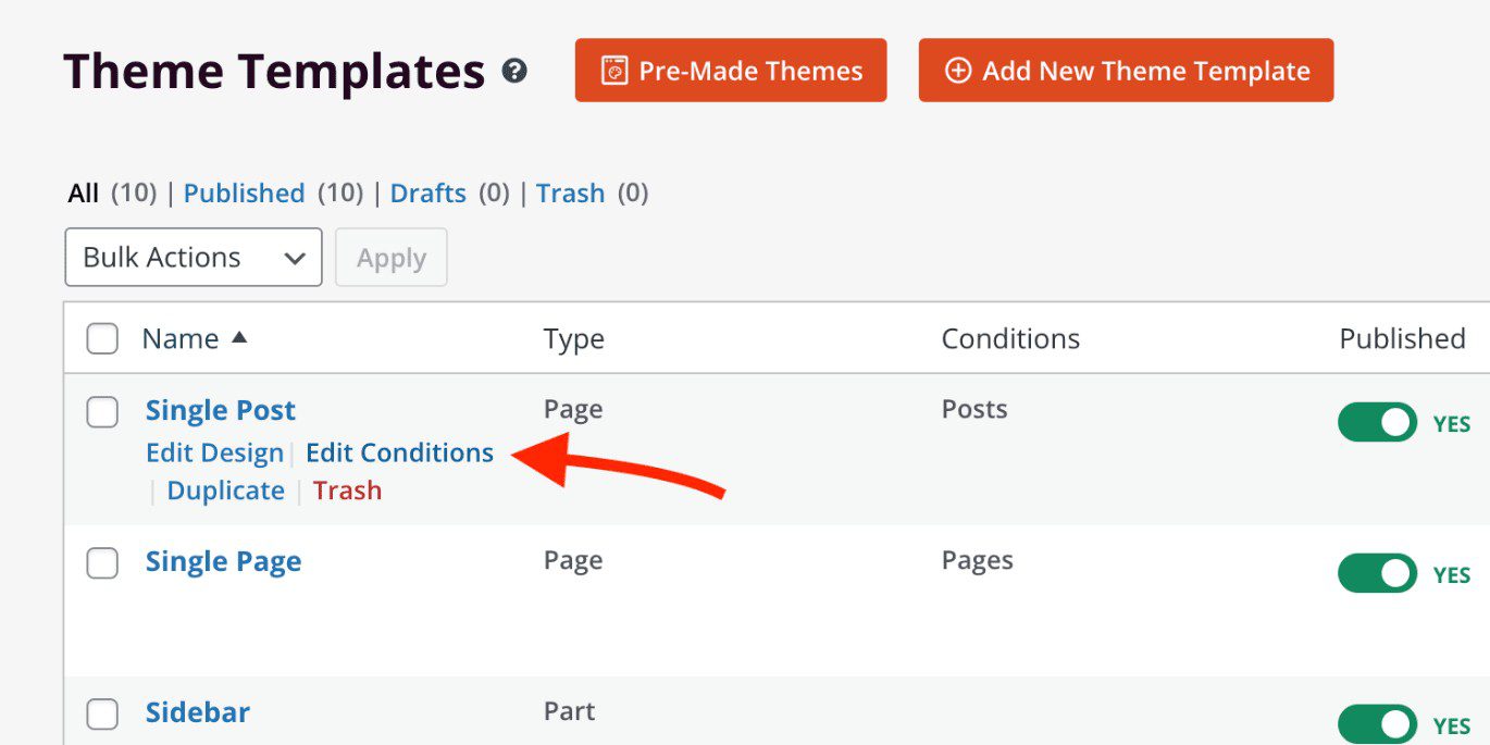 SeedProd Theme Builder Template Assignment