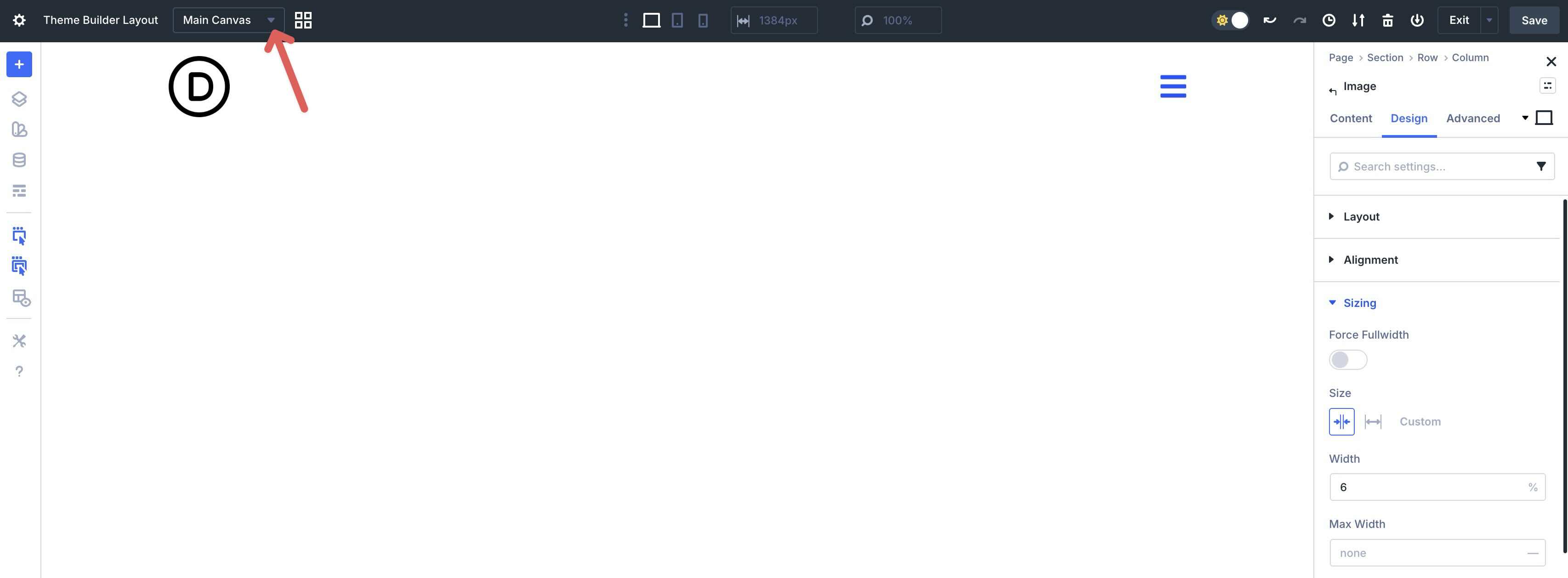 canvas dropdown menu