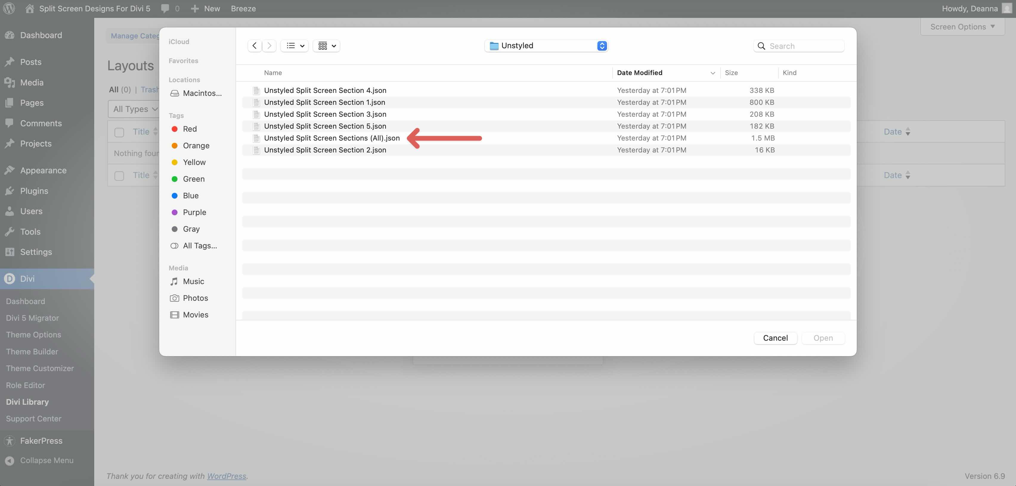 install Divi 5 layouts