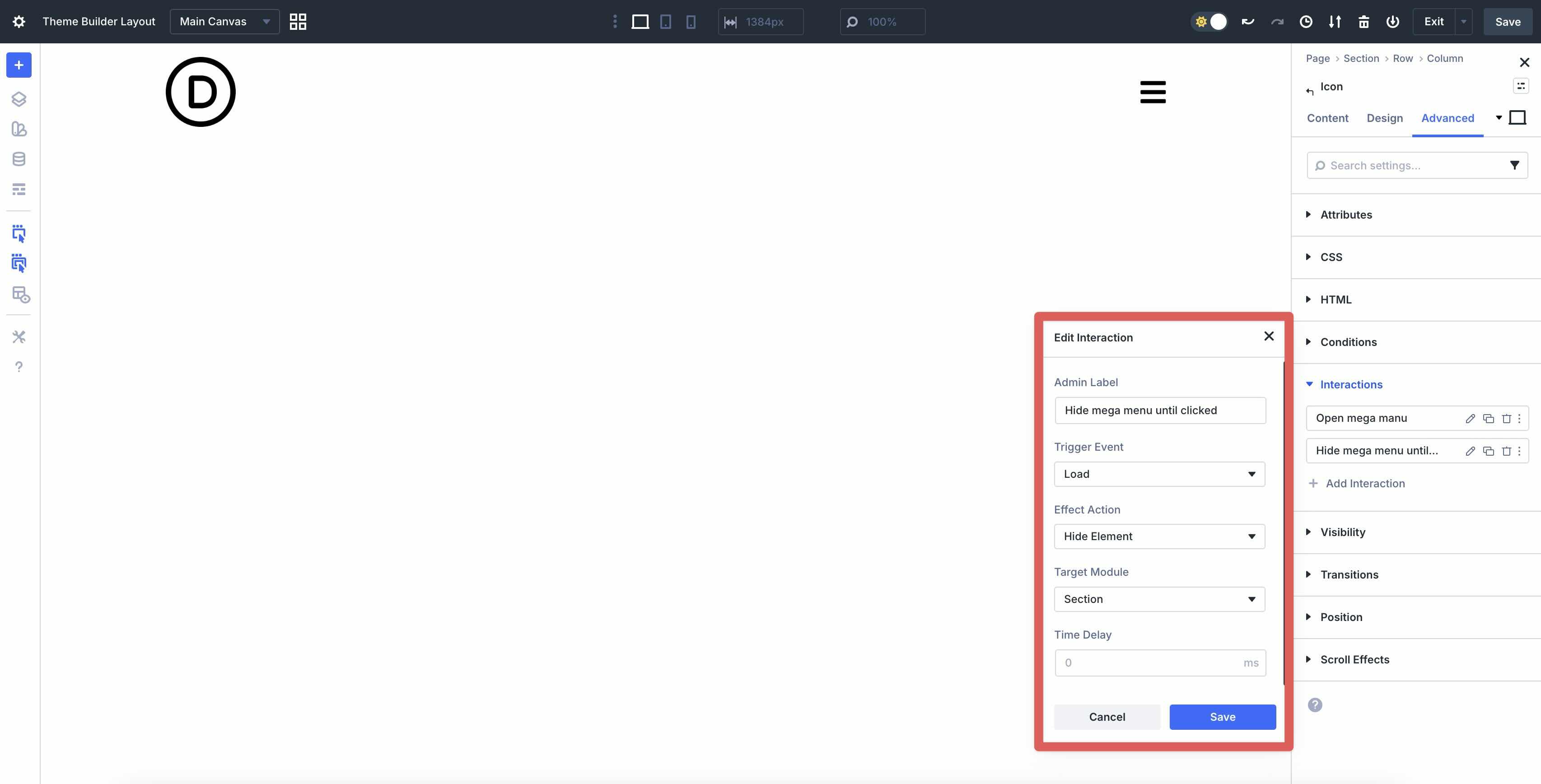 load interactions in Divi 5