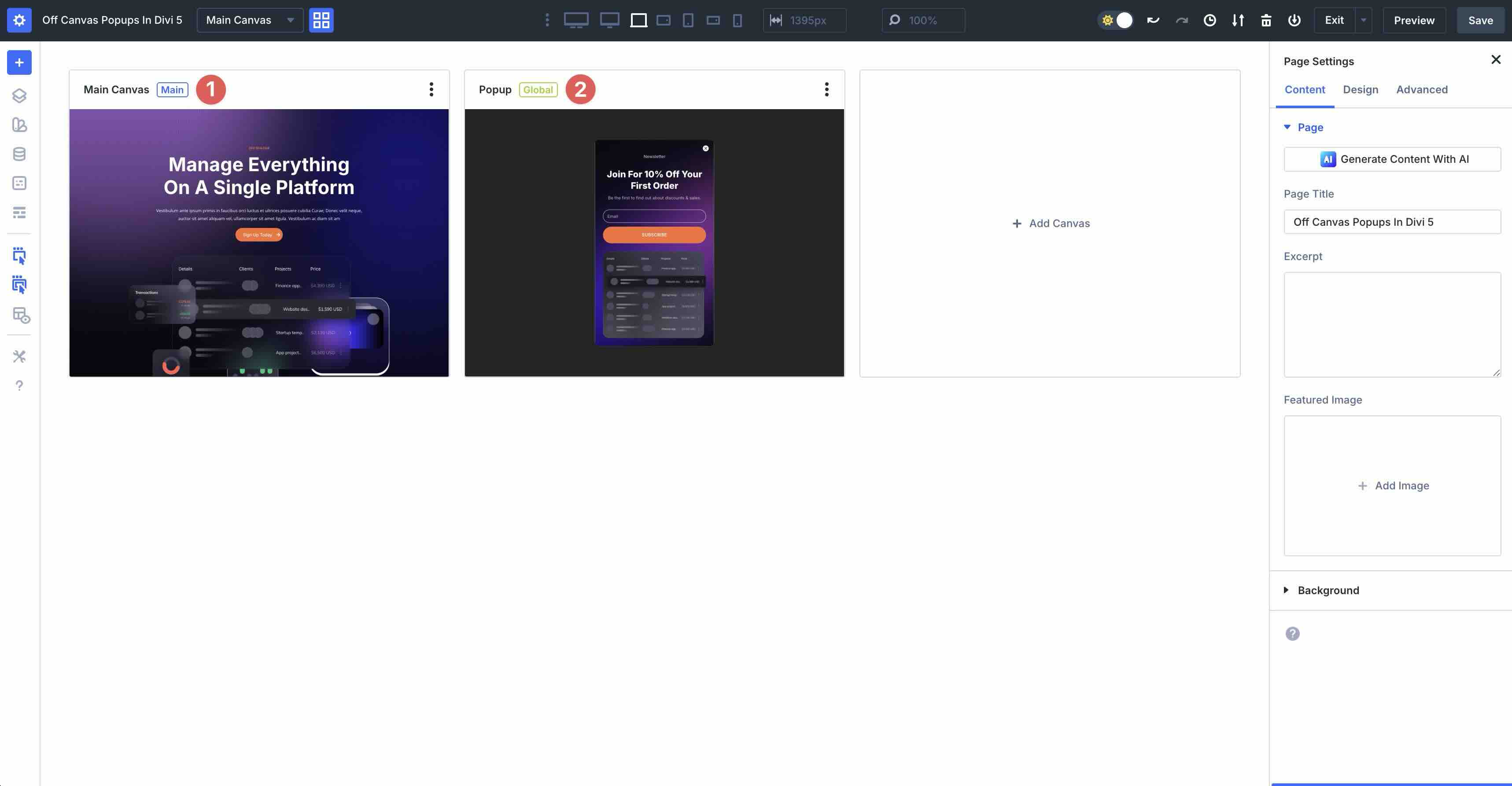 local and global canvases