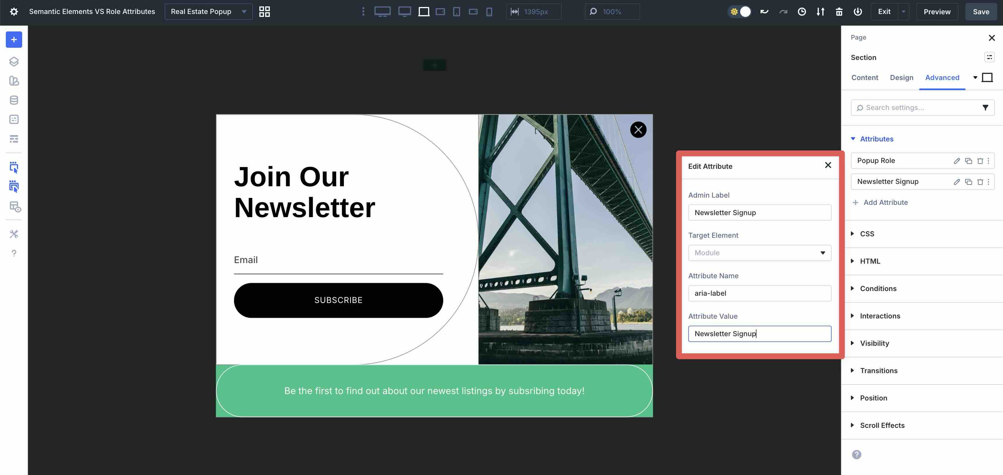 newsletter signup role