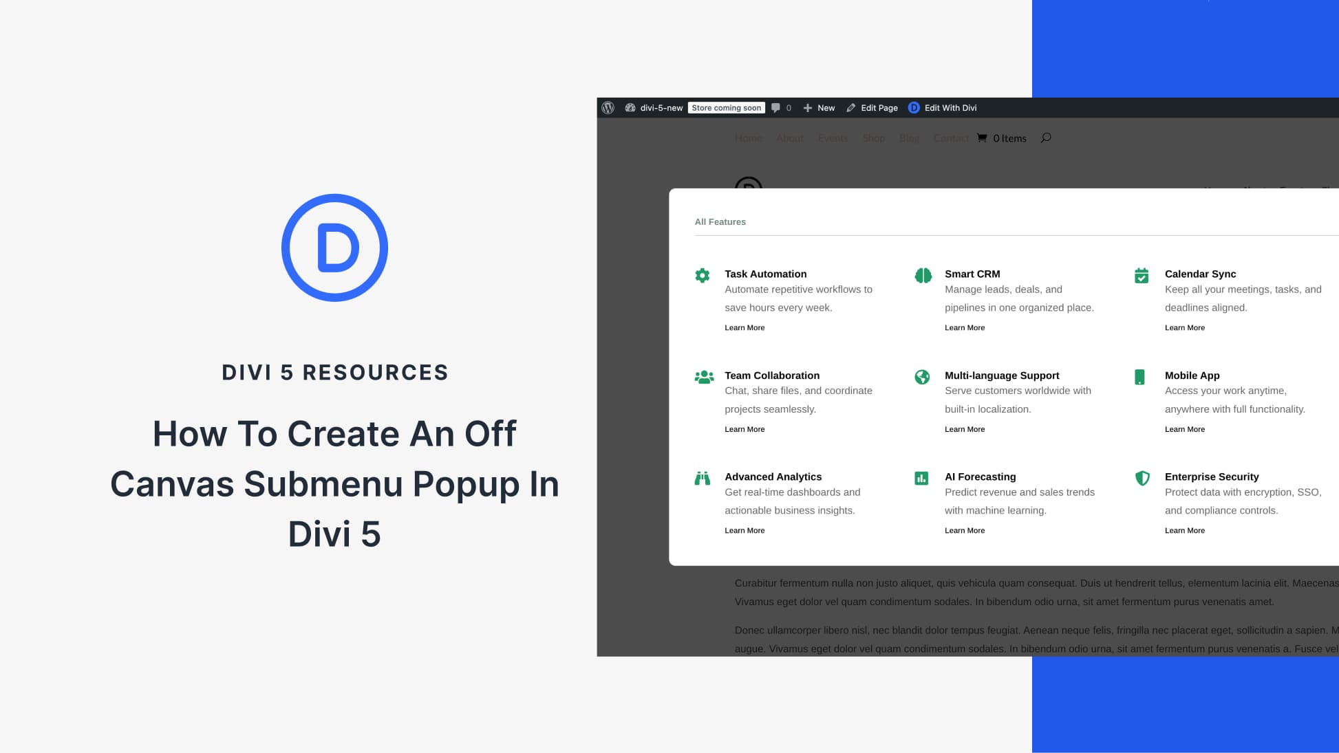 How To Create An Off Canvas Services Popup In Divi 5