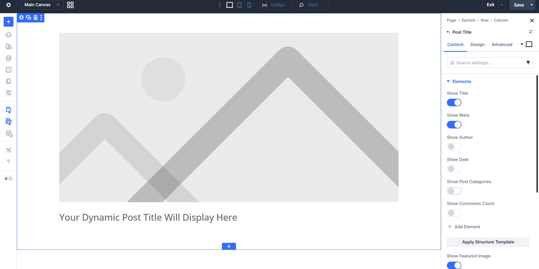 A screenshot of adding a post title module in Divi 5
