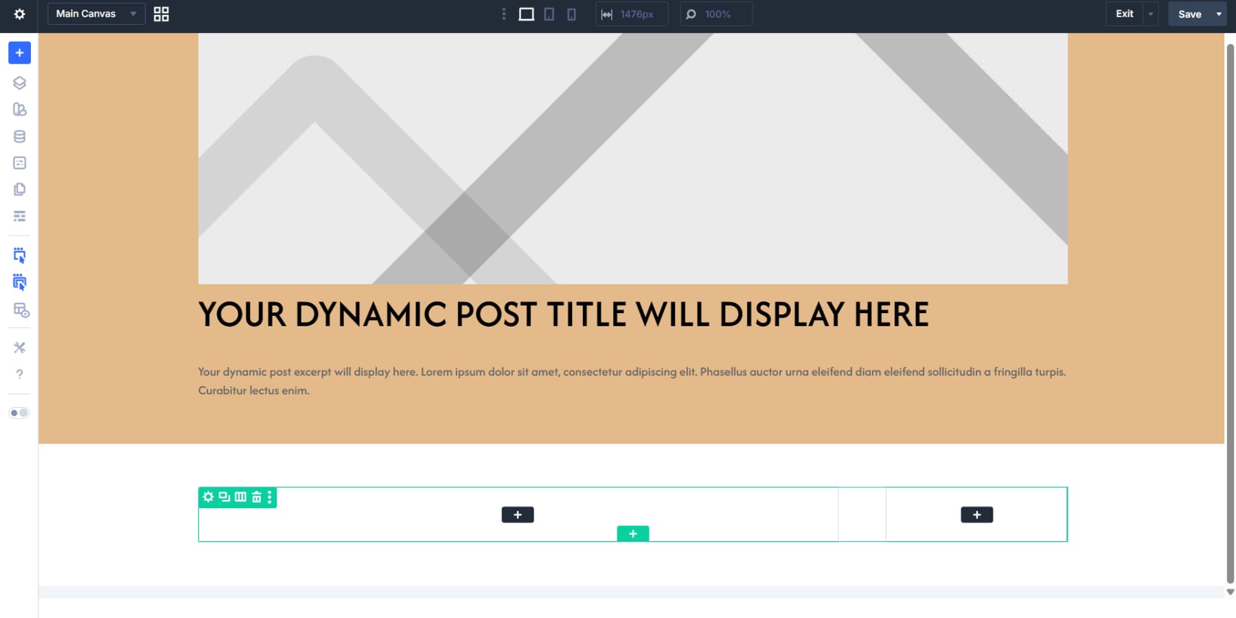 A screenshot of adding the two column layout to the blog post body