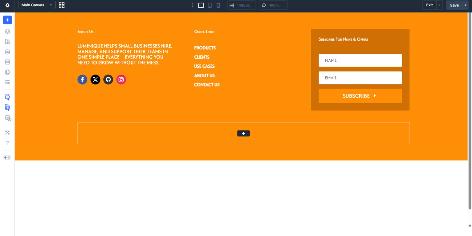 A screenshot of styling the footer