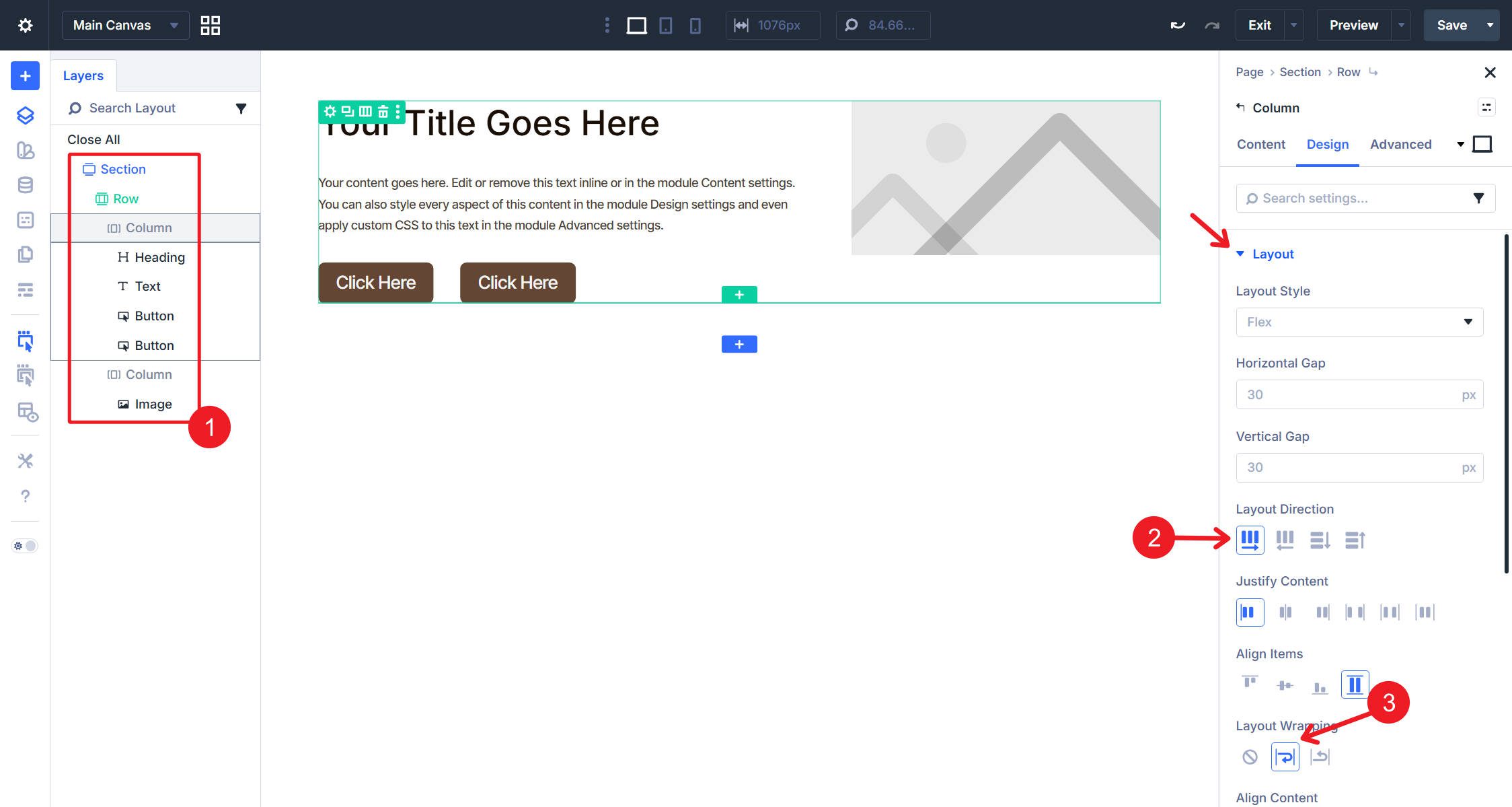 Structure for Hero Section All Containers and Modules