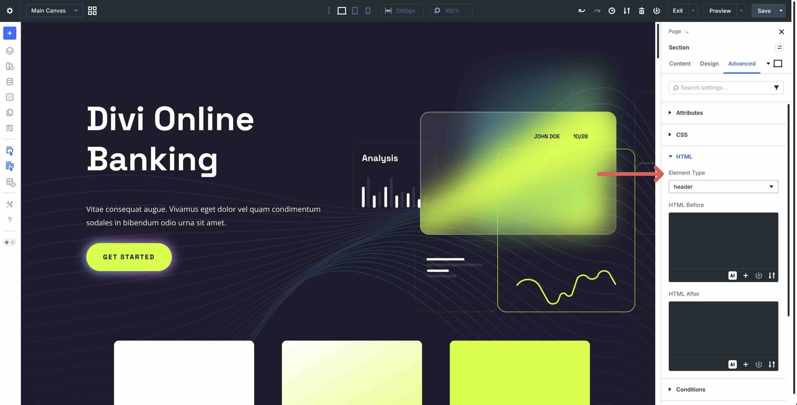 Element Type in the Divi 5 HTML option group