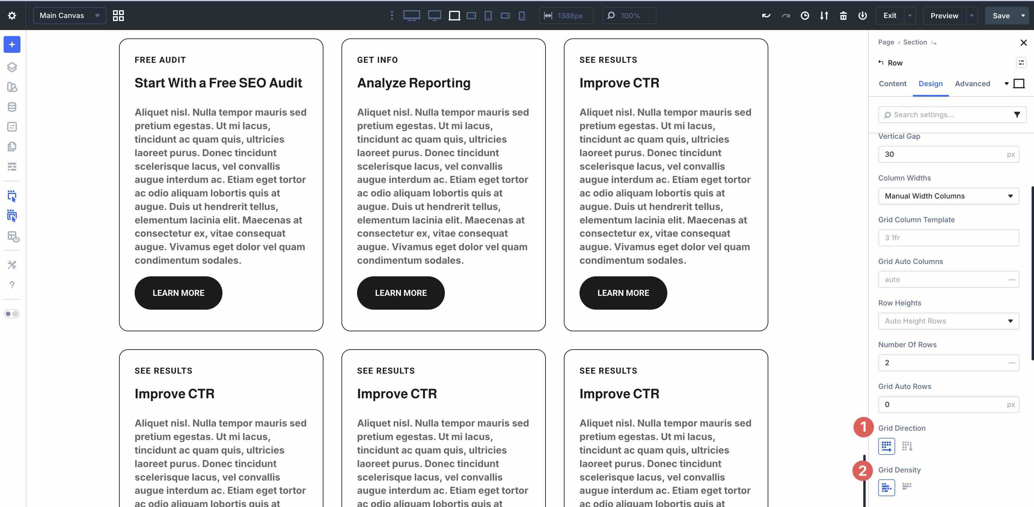 grid direction and density