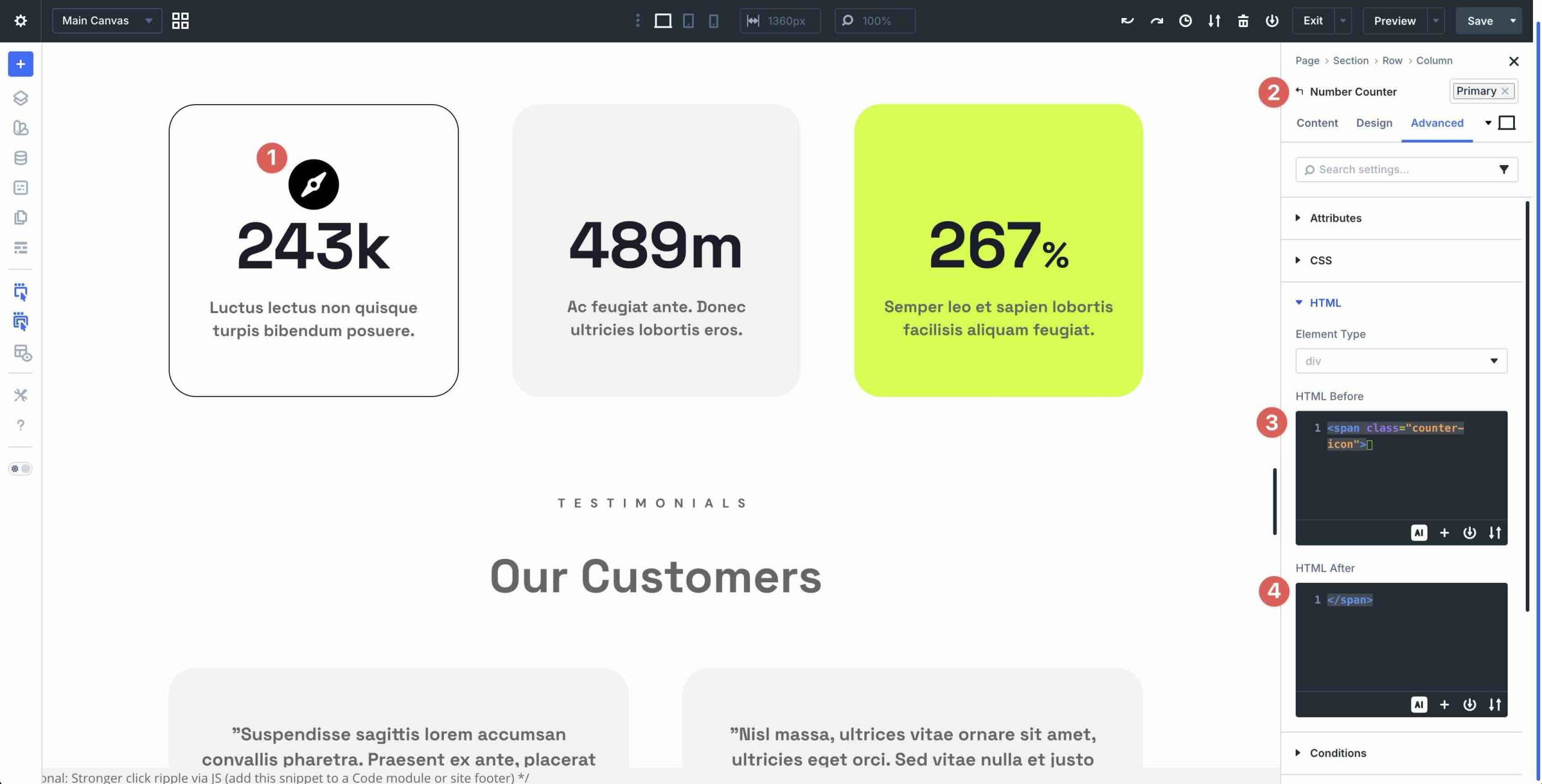 Adding a Divi icon to a Number Counter module