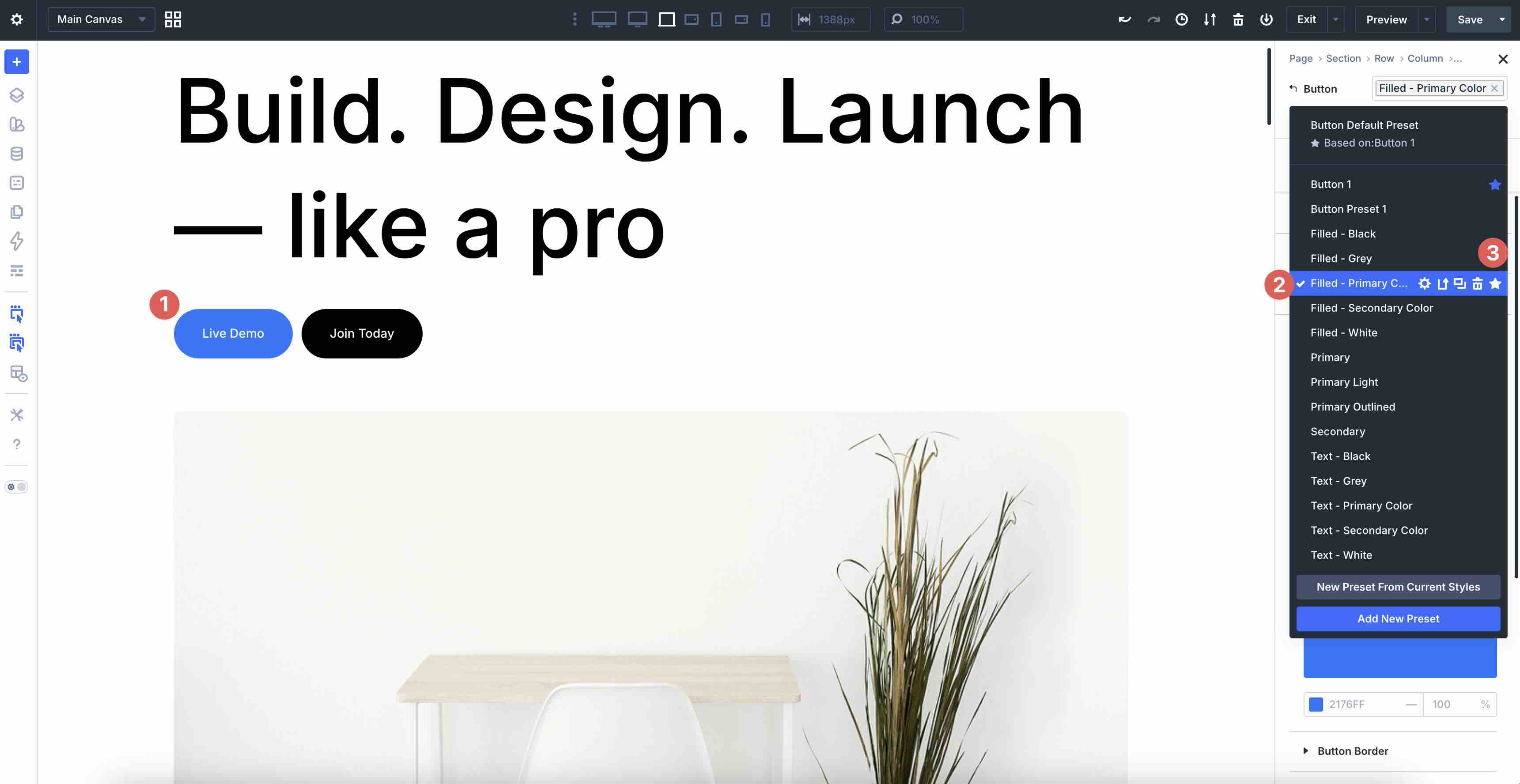 setting default presets