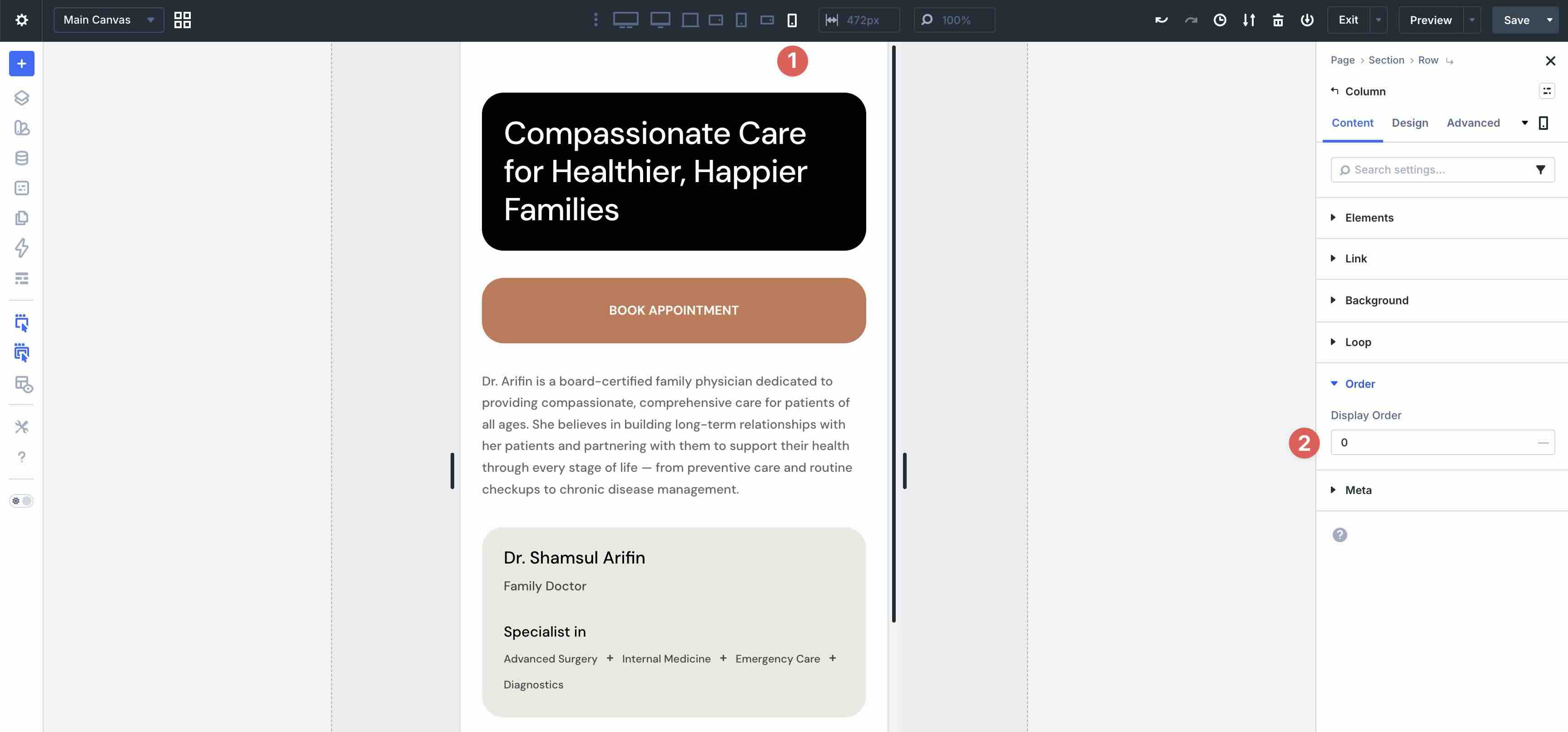 display order in Divi 5