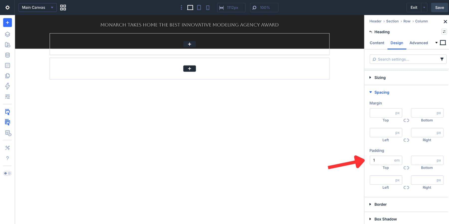 Top padding applied to announcement bar text in Divi 5