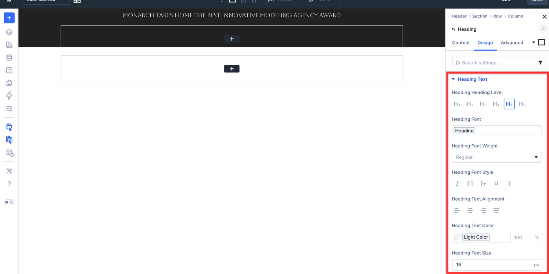 Announcement bar text styled with font and color variables in Divi 5