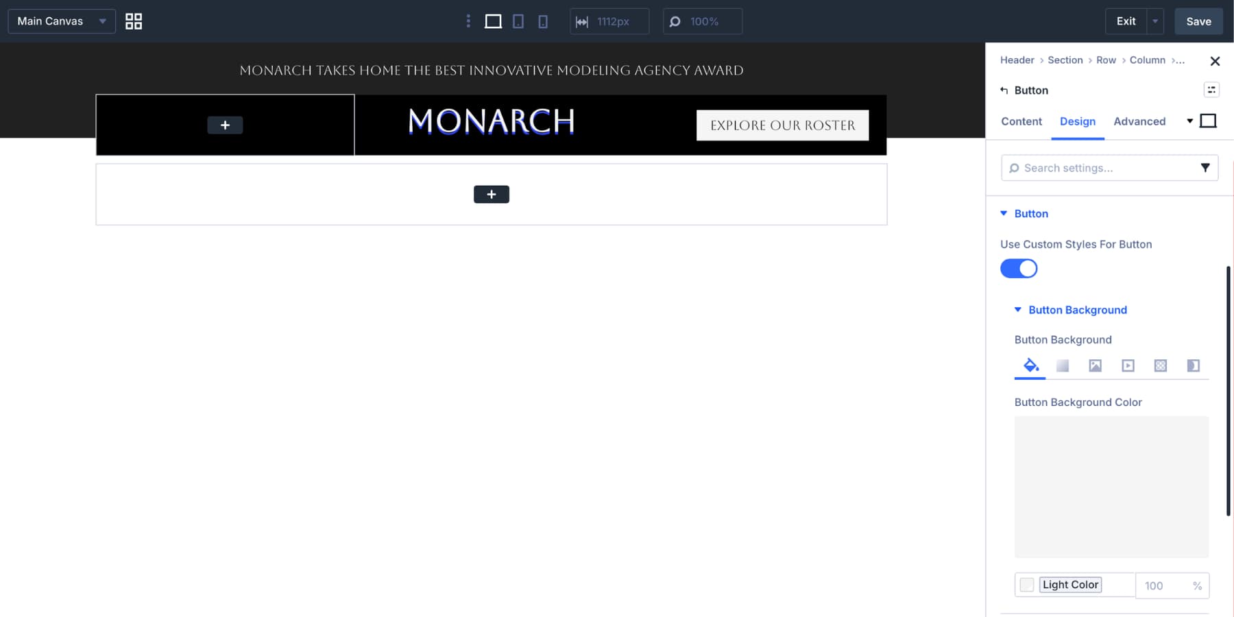 CTA button styled in a Divi 5 header