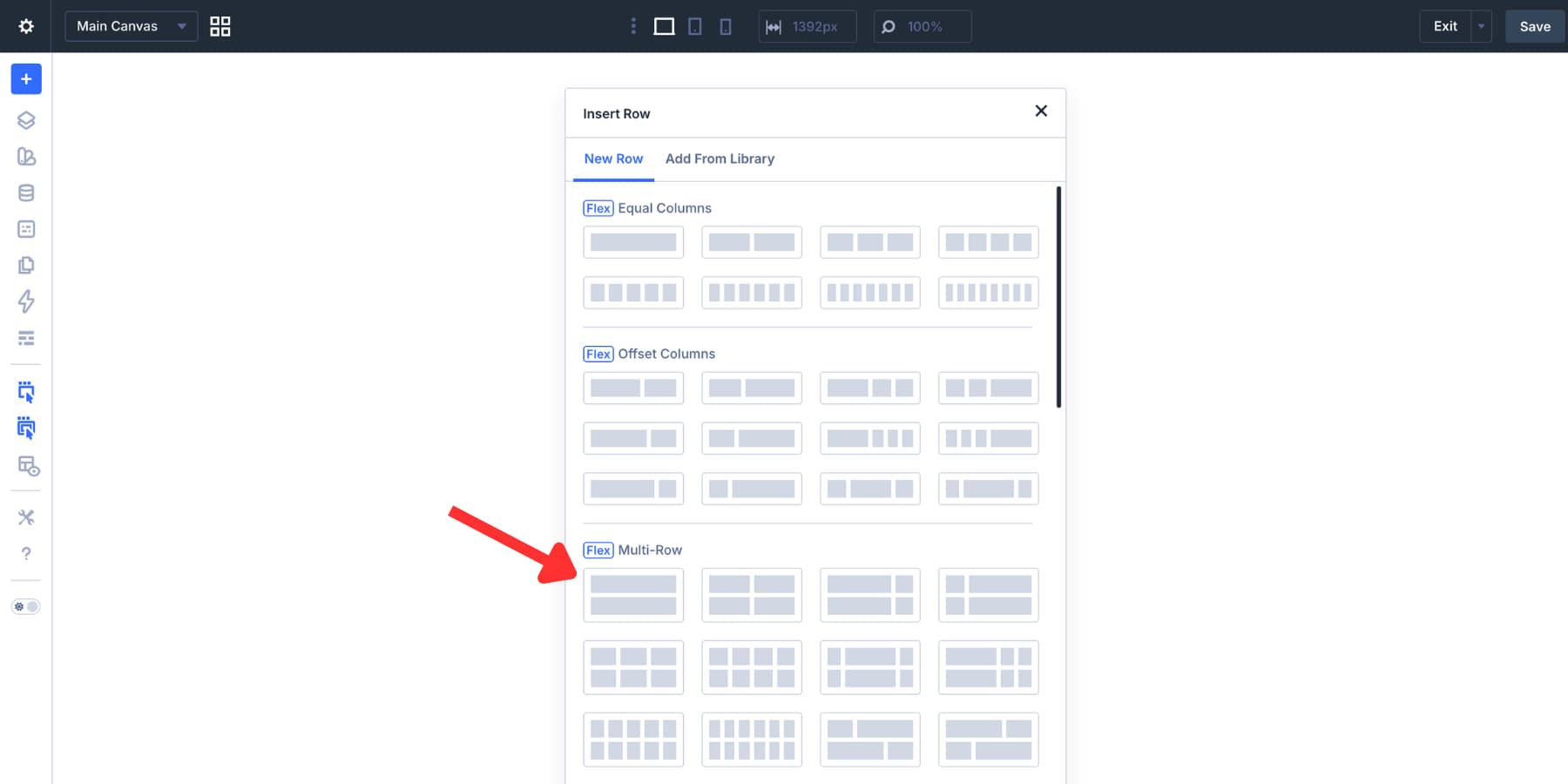 Multi-row Flexbox header template in Divi 5